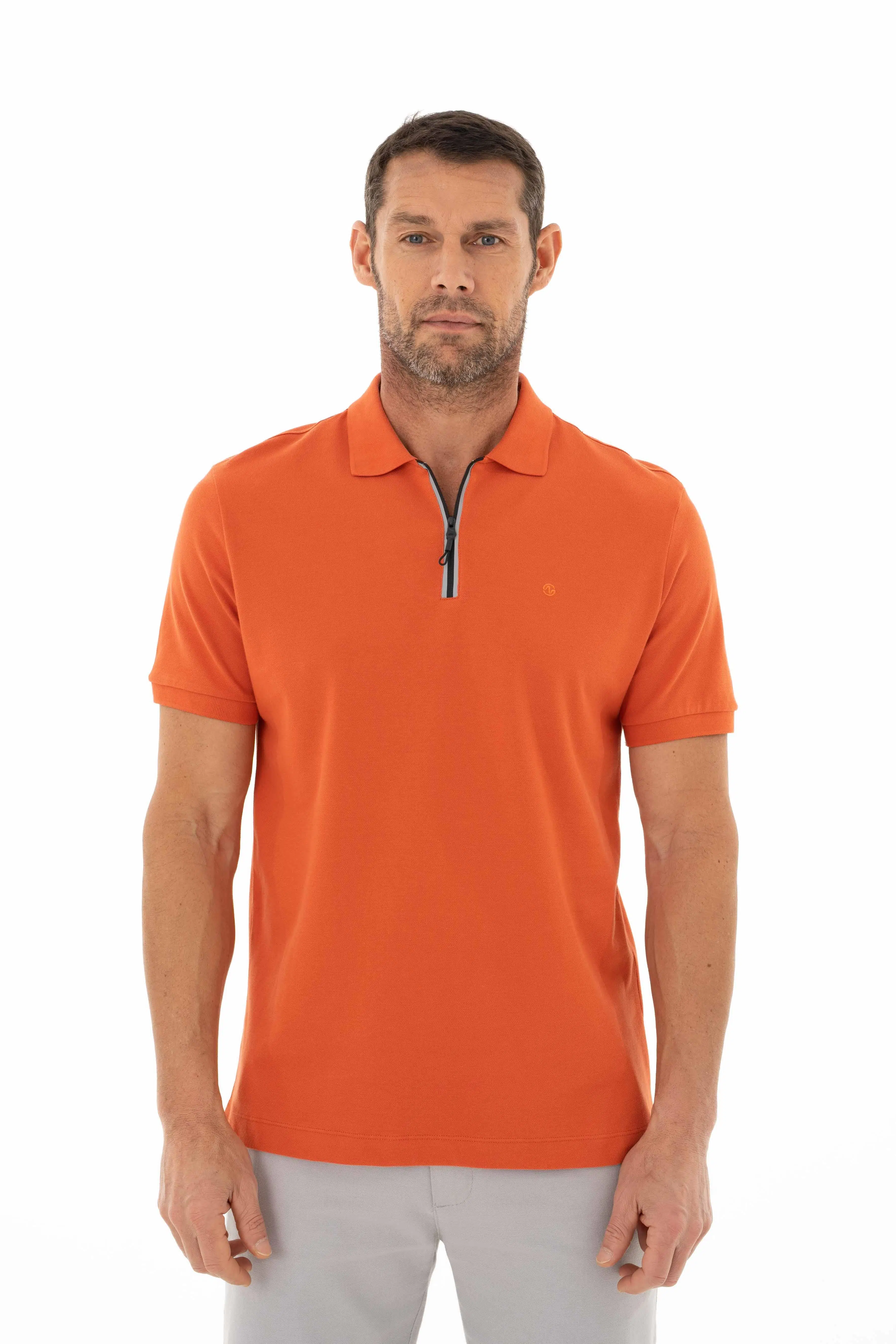 Ar-ma Erkek Polo Yaka Tişört Baskisiz Basic Yaka Fermuarli Regular Fit Tek Toplama Licrali Pike Y25374305101 - Pembe-P4