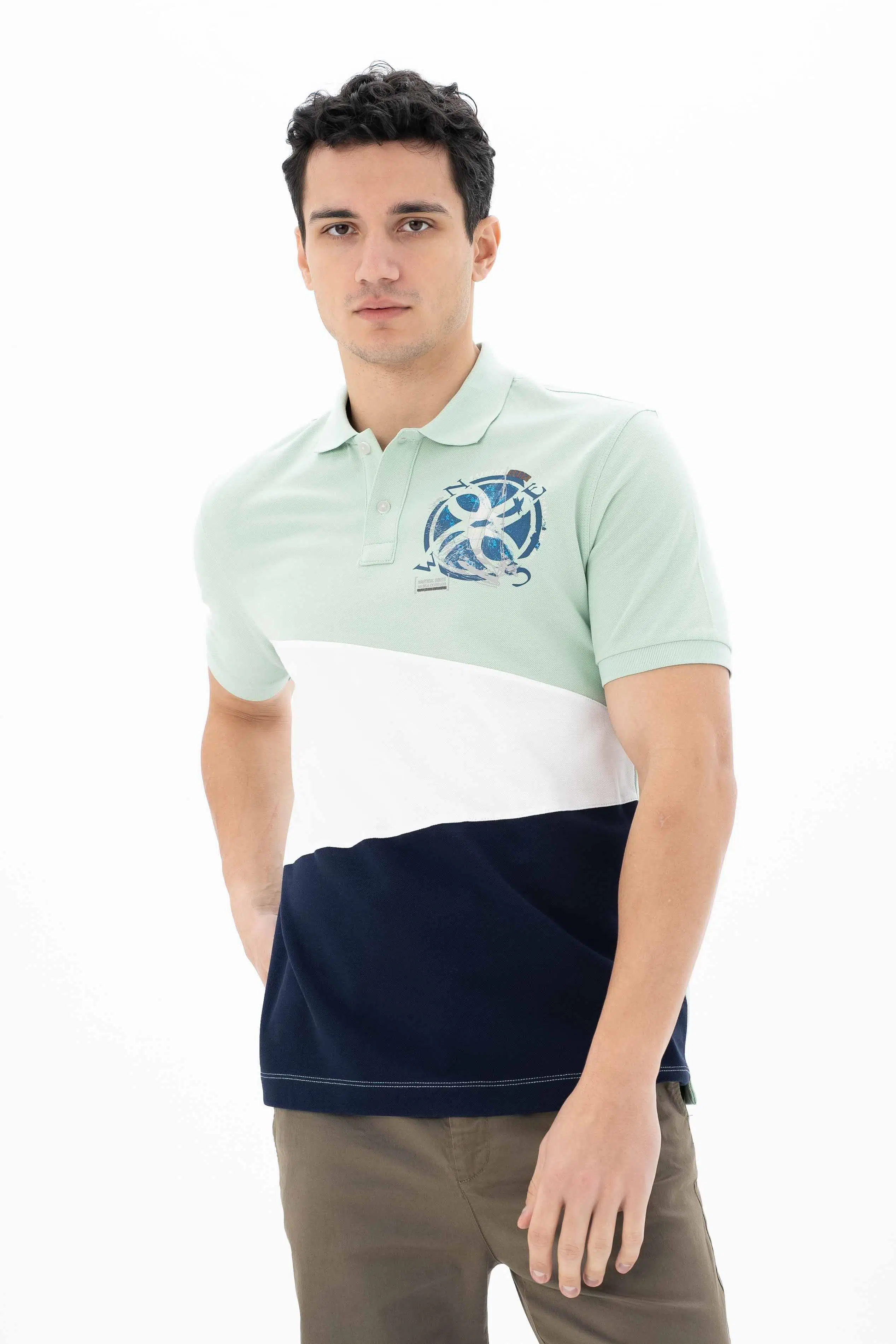 Ar-ma Erkek Polo Yaka Tişört Resim Baskili Örme Kumaş Büyük Beden %100 Pamuk 30/1 Çift Toplama Penye Pike Y25374866301 - Yeşil-Y2
