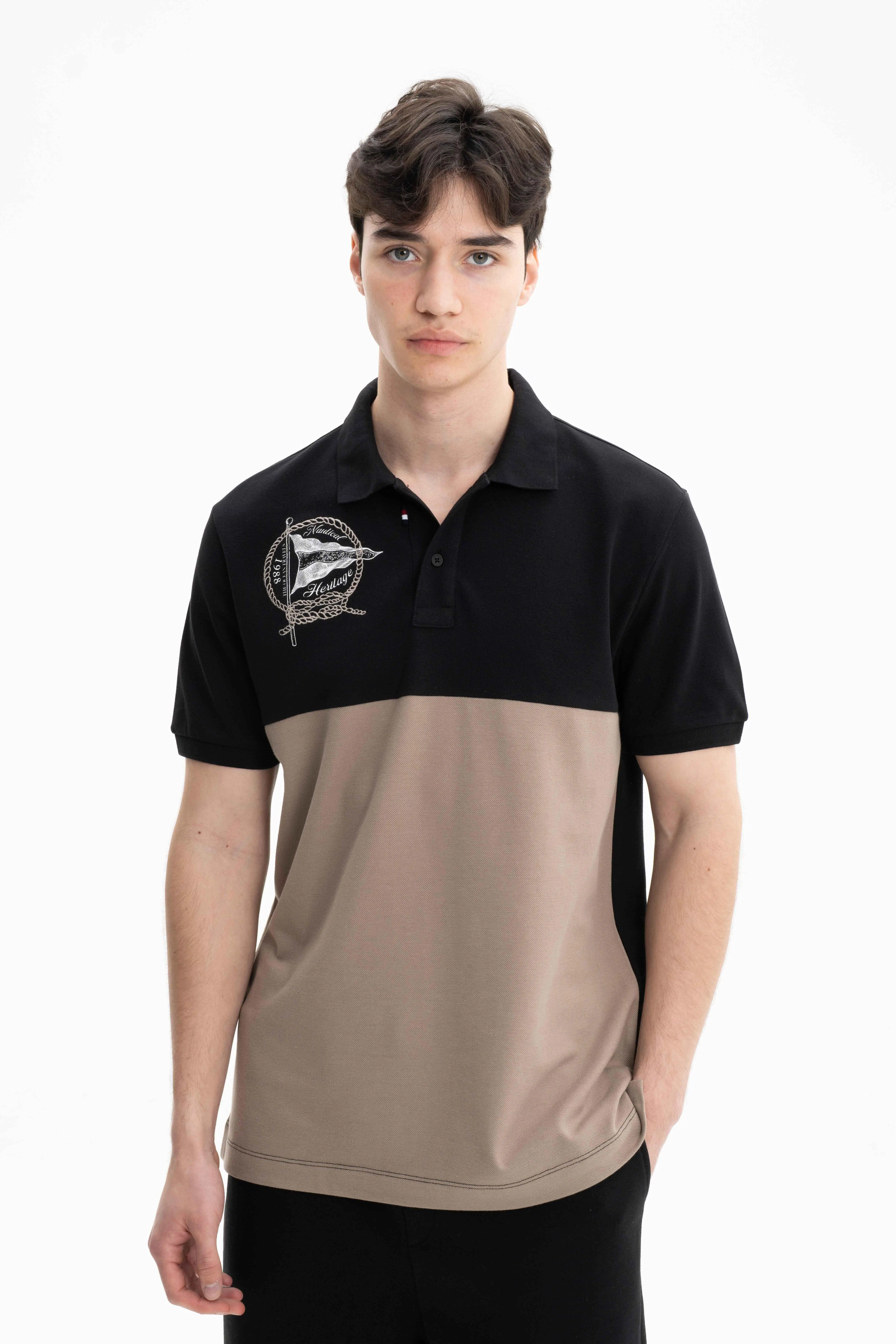 Ar-ma Erkek Polo Yaka Tişört Resim Baskili Örme Kumaş Büyük Beden %100 Pamuk 30/1 Çift Toplama Penye Pike Y27374867301 - Siyah-S1