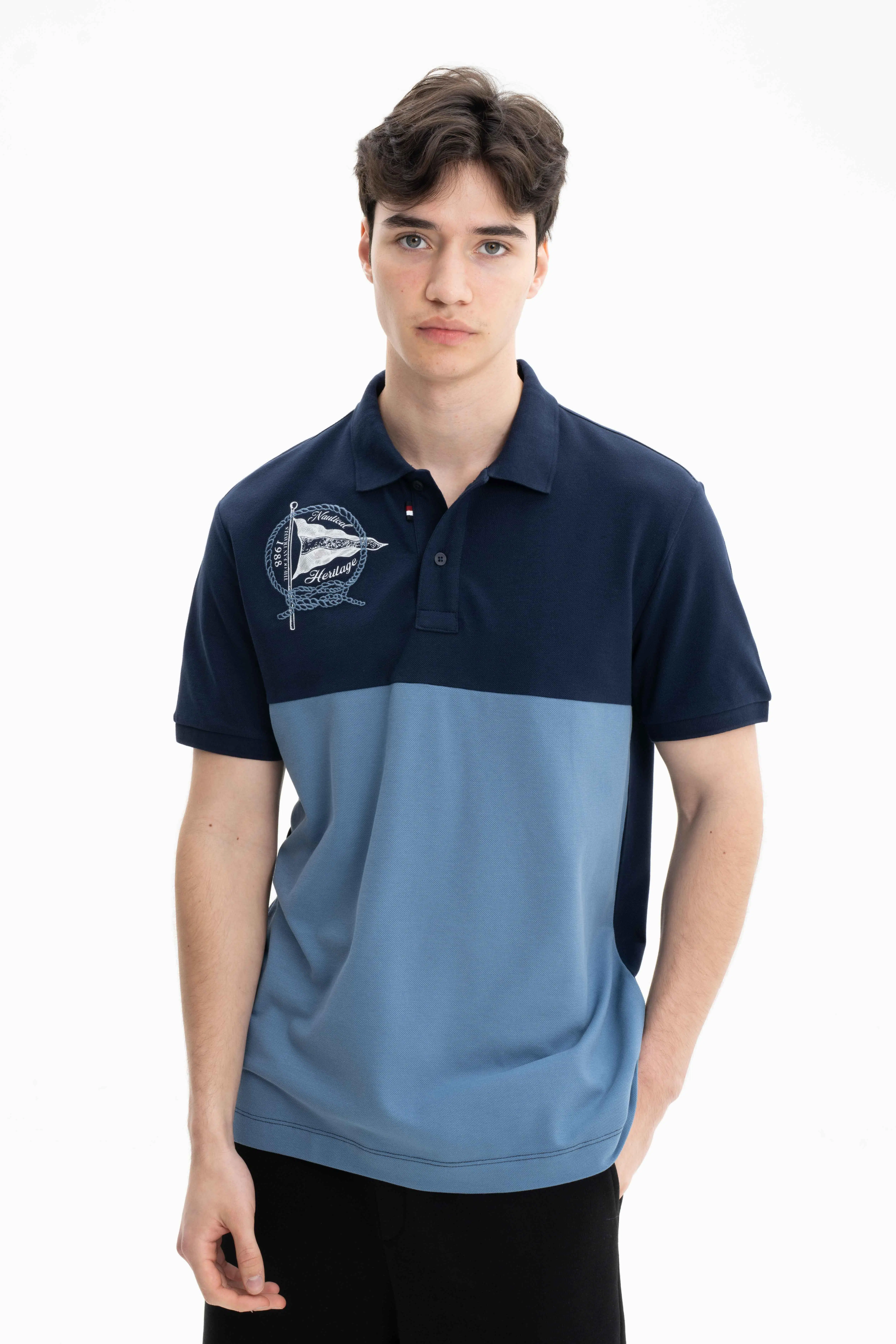 Ar-ma Erkek Polo Yaka Tişört Resim Baskili Örme Kumaş Büyük Beden %100 Pamuk 30/1 Çift Toplama Penye Pike Y27374867301 - Lacivert-L1