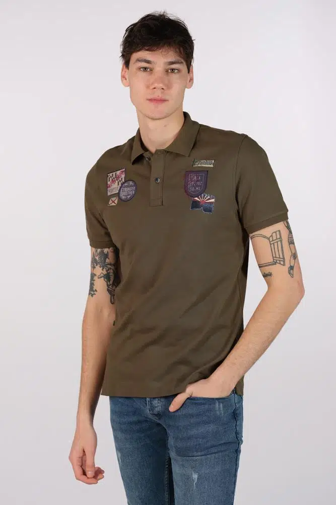 Ar-ma Erkek Polo Yaka Tişört Resim Baskili Örme Kumaş Büyük Beden %95 Pamuk %5 Likra 30/1 Tek Toplama Licrali Pike Y22374869401 - Haki-H1