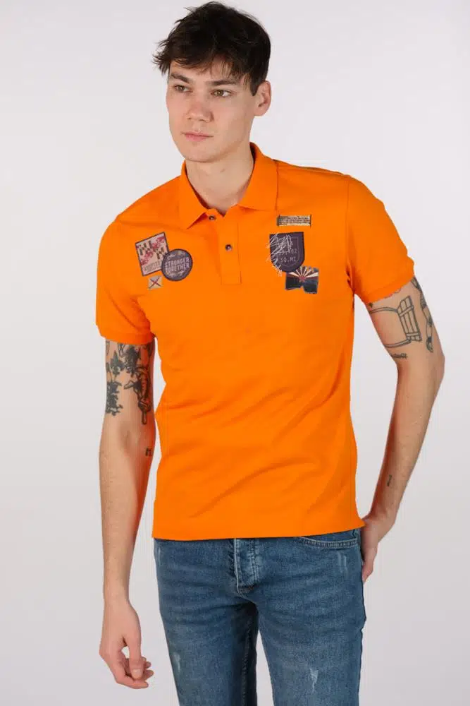 Ar-ma Erkek Polo Yaka Tişört Resim Baskili Örme Kumaş Büyük Beden %95 Pamuk %5 Likra 30/1 Tek Toplama Licrali Pike Y22374869401 - Turuncu-T1