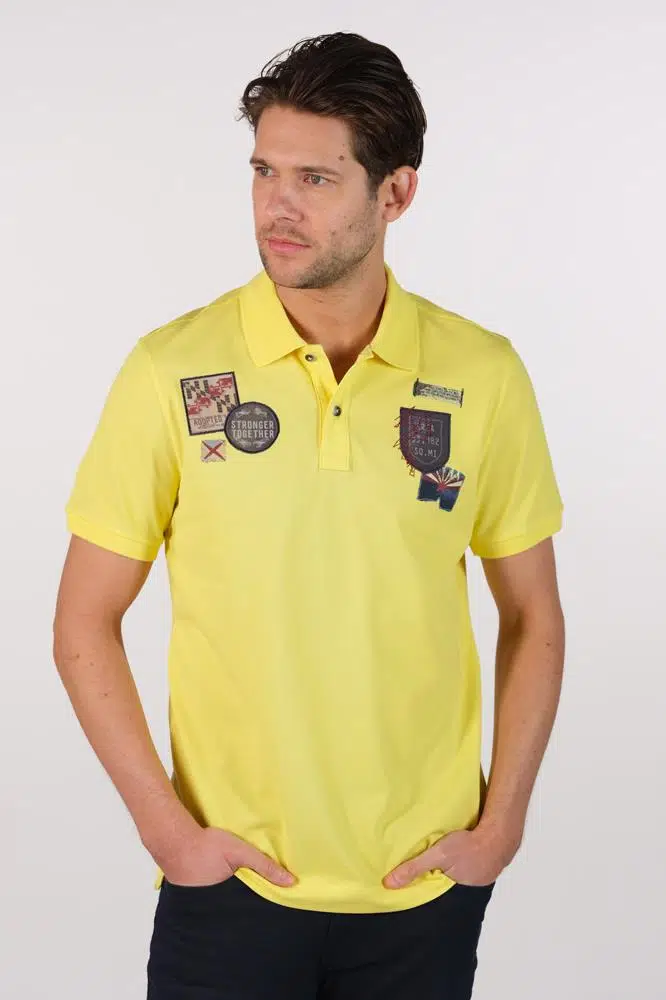 Ar-ma Erkek Polo Yaka Tişört Resim Baskili Örme Kumaş Büyük Beden %95 Pamuk %5 Likra 30/1 Tek Toplama Licrali Pike Y22374869401 - Sarı-S1