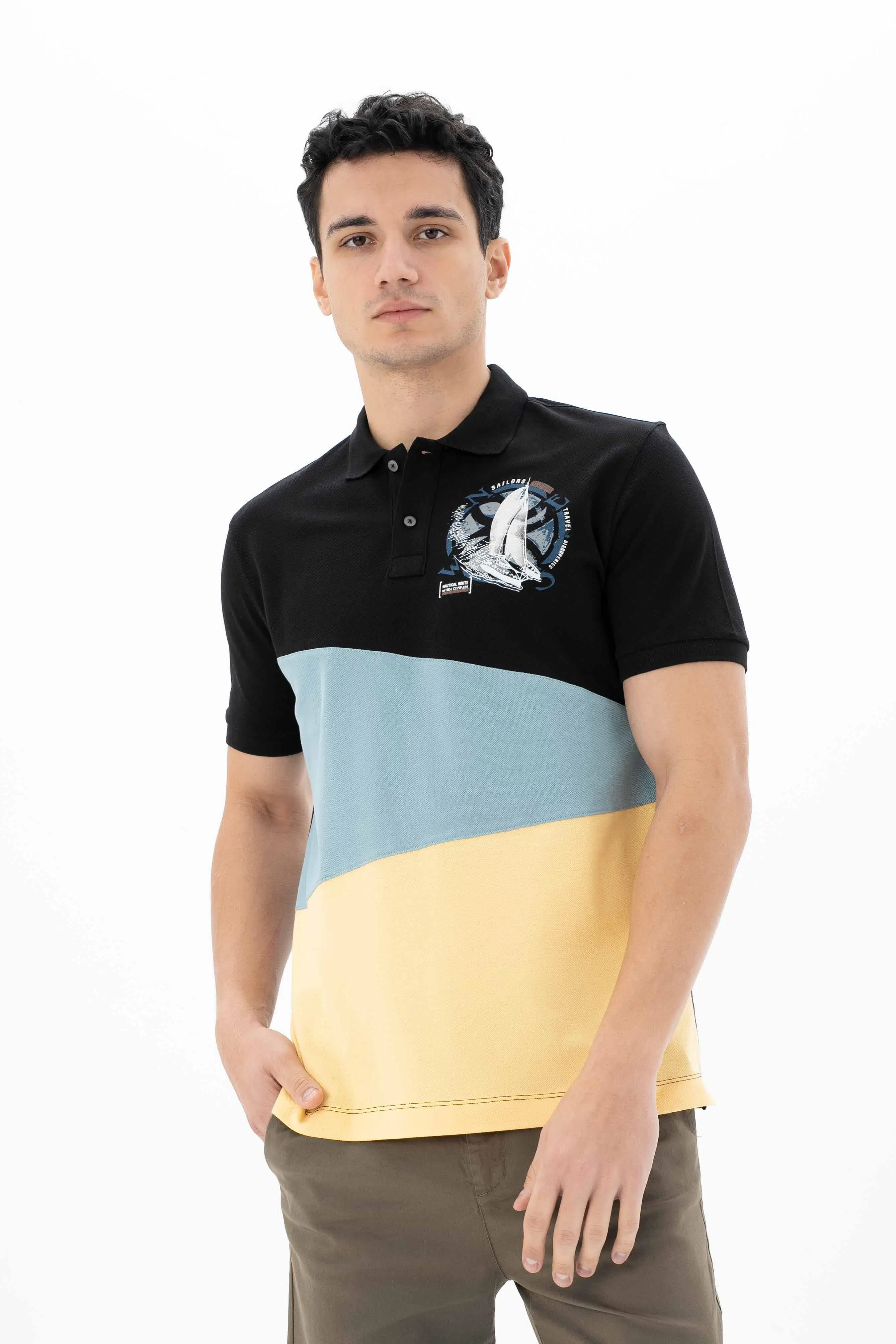 Ar-ma Erkek Polo Yaka Tişört Resim Baskili Örme Kumaş Regular Fit %100 Pamuk 30/1 Çift Toplama Penye Pike Y25374351001 - Siyah-S1