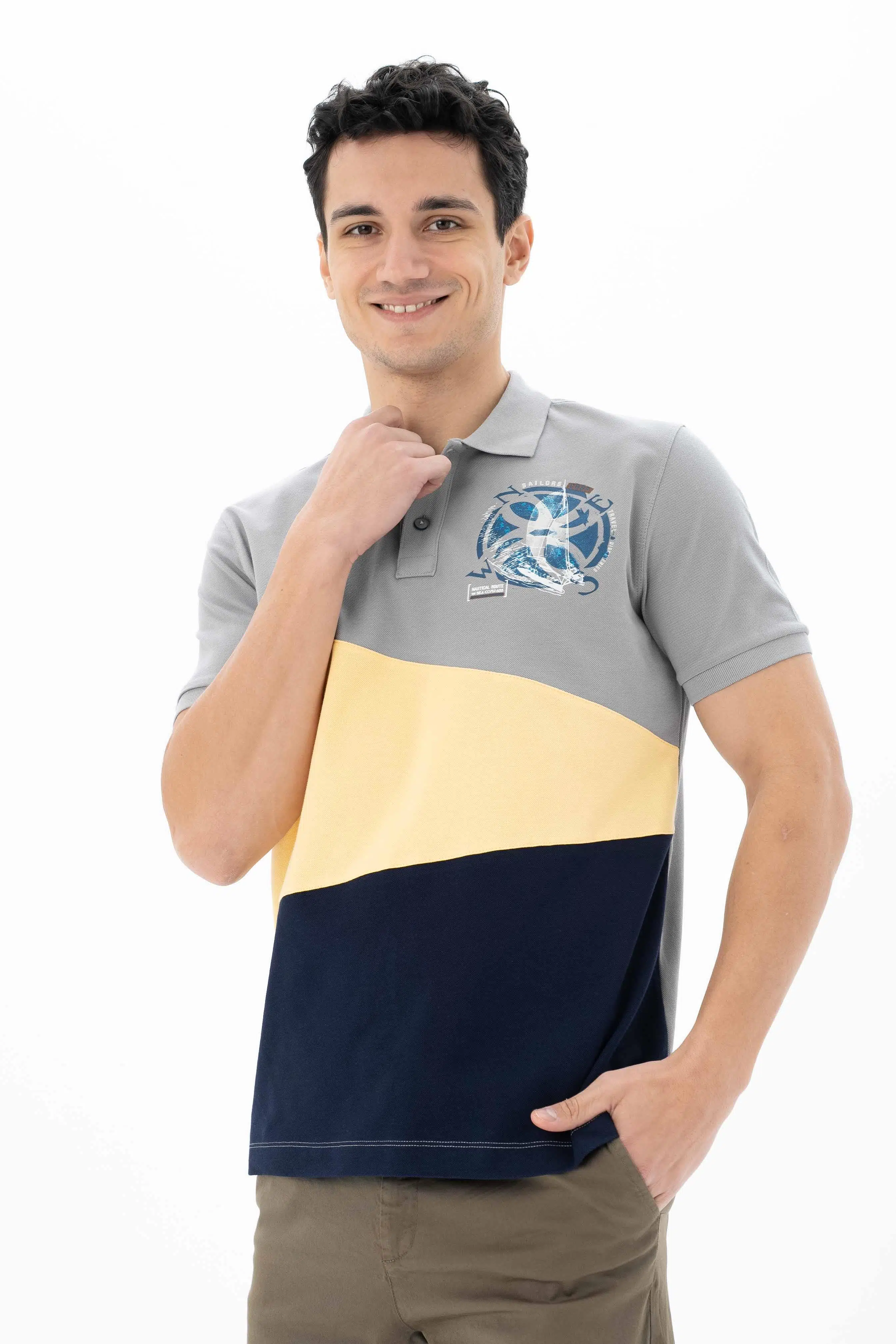 Ar-ma Erkek Polo Yaka Tişört Resim Baskili Örme Kumaş Regular Fit %100 Pamuk 30/1 Çift Toplama Penye Pike Y25374351001 - Gri-G2
