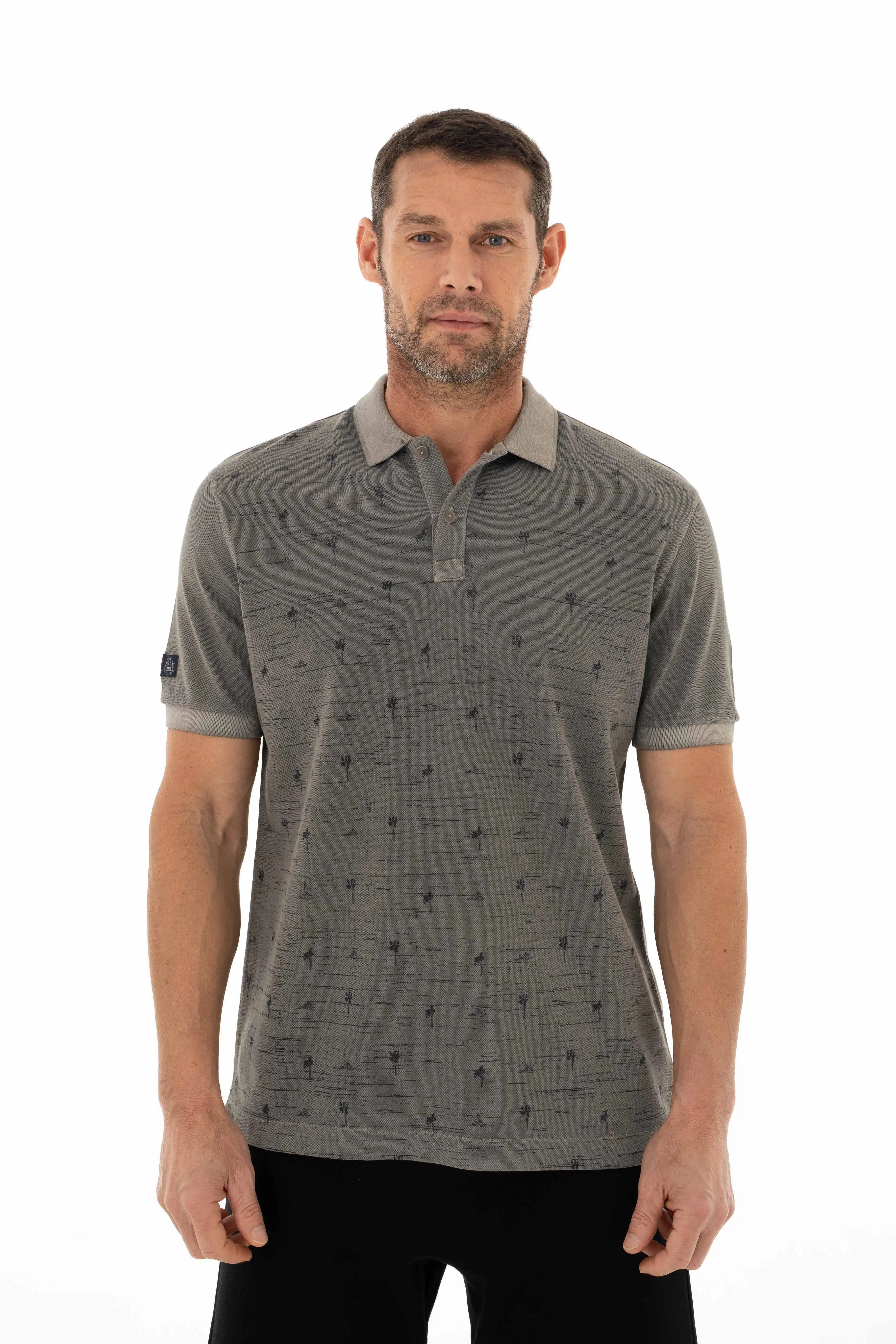 Ar-ma Erkek Polo Yaka Tişört Resim Baskili Regular Fit Çift Toplama Penye Pike Y25374376101 - Haki-H1
