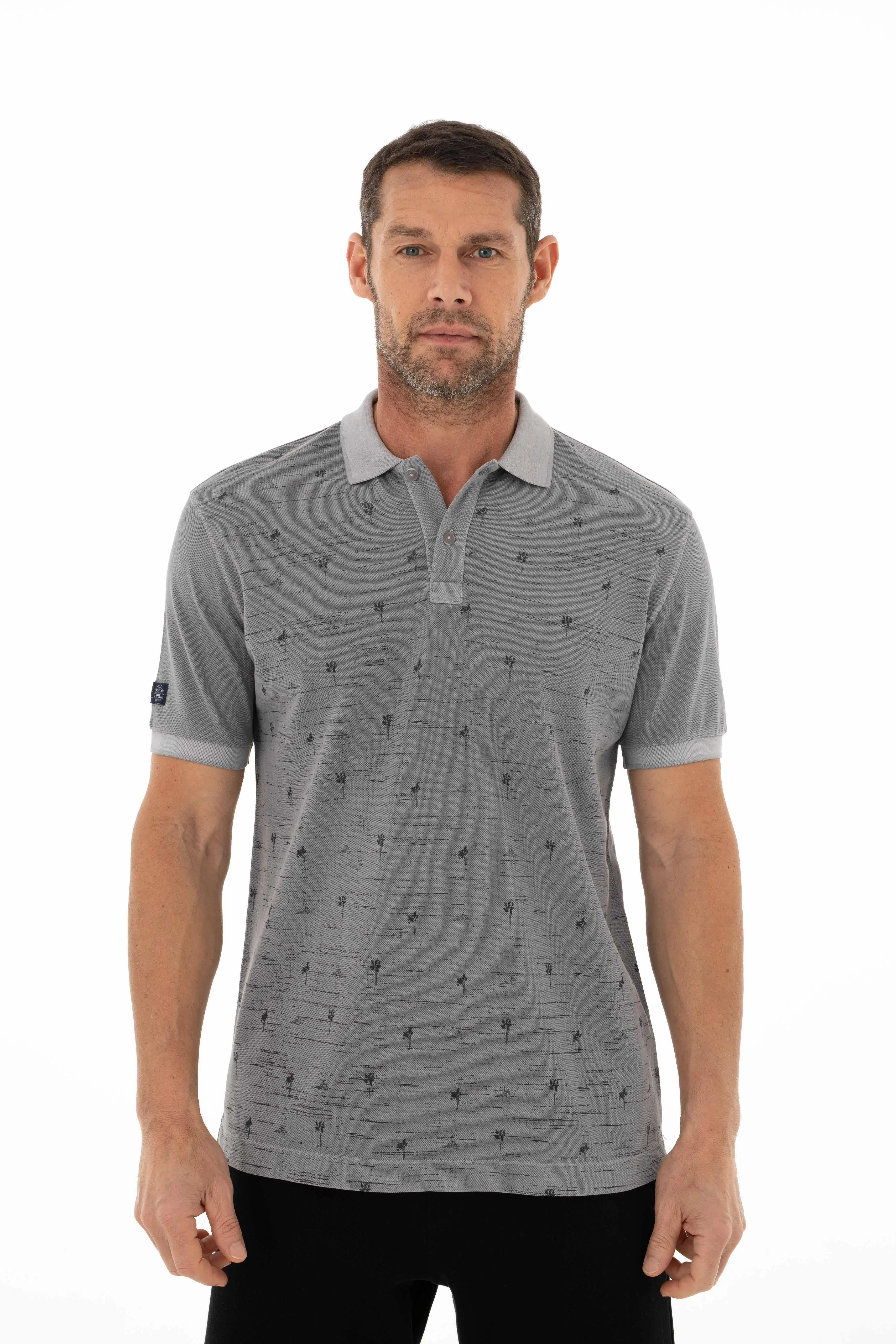 Ar-ma Erkek Polo Yaka Tişört Resim Baskili Regular Fit Çift Toplama Penye Pike Y25374376101 - Gri-G2