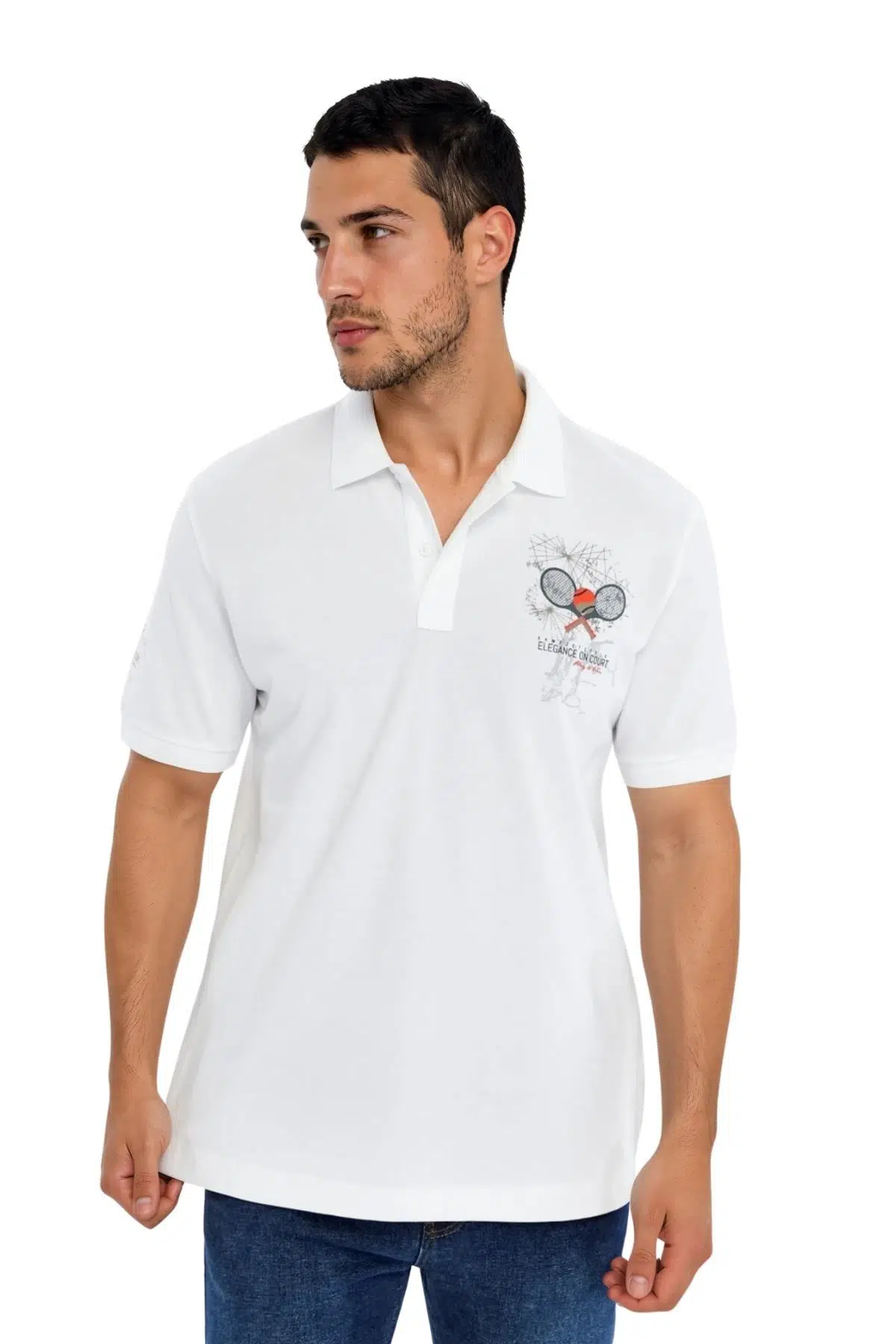 Ar-ma Erkek Polo Yaka Tişört Resim Baskili Örme Kumaş Regular Fit %100 Pamuk 30/1 Çift Toplama Penye Pike Y31374357702 - Beyaz-B1