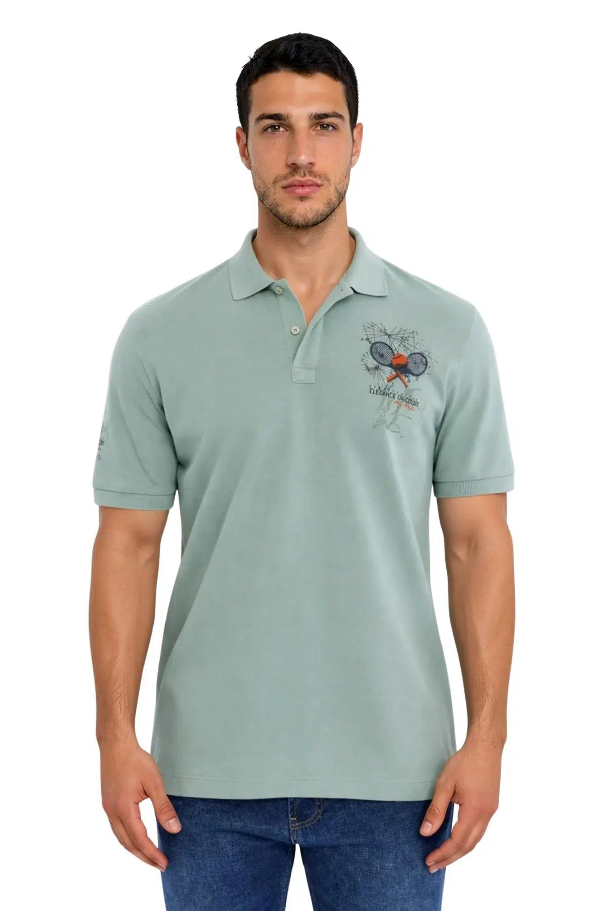 Ar-ma Erkek Polo Yaka Tişört Resim Baskili Örme Kumaş Regular Fit %100 Pamuk 30/1 Çift Toplama Penye Pike Y31374357702 - Yeşil-Y2