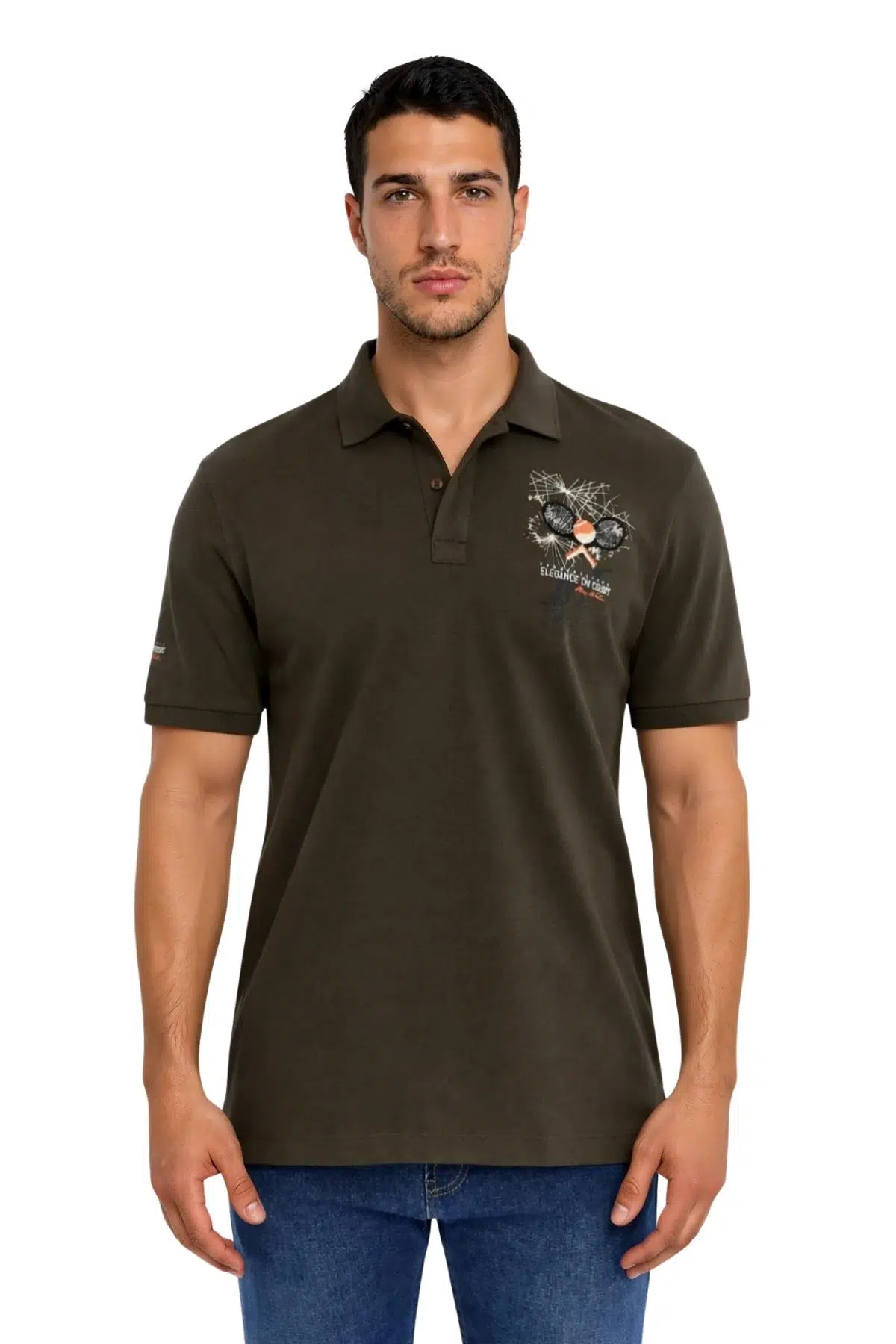Ar-ma Erkek Polo Yaka Tişört Resim Baskili Örme Kumaş Regular Fit %100 Pamuk 30/1 Çift Toplama Penye Pike Y31374357702 - Haki-H4