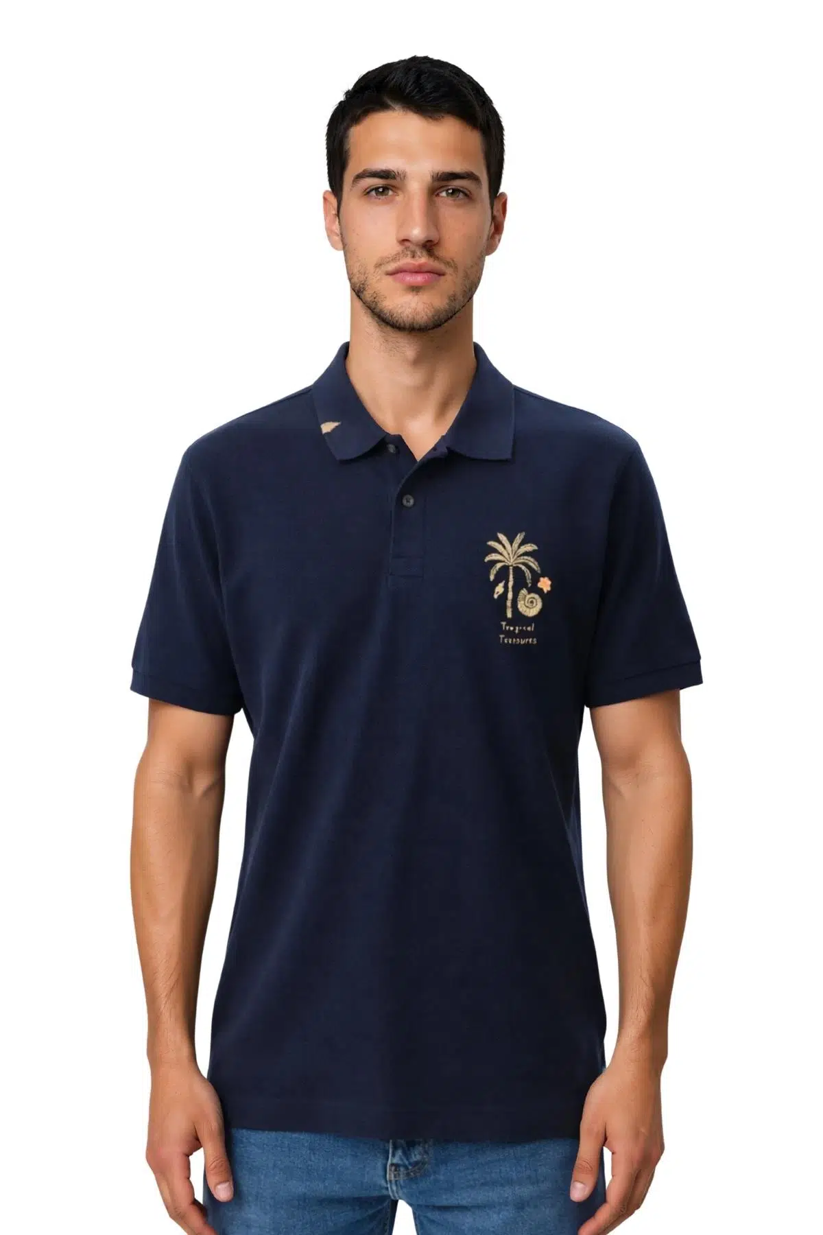 Ar-ma Erkek Polo Yaka Tişört Resim Baskili Regular Fit Çift Toplama Penye Pike Y31374358102 - Lacivert-L1