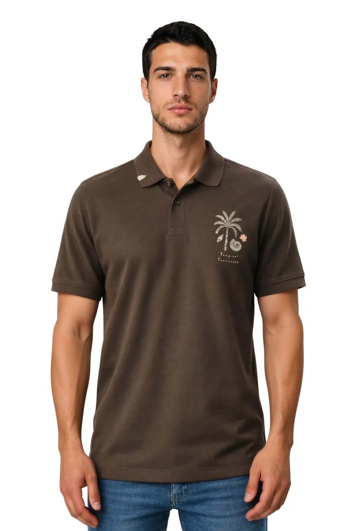 Ar-ma Erkek Polo Yaka Tişört Resim Baskili Regular Fit Çift Toplama Penye Pike Y31374358102 - Haki-H4