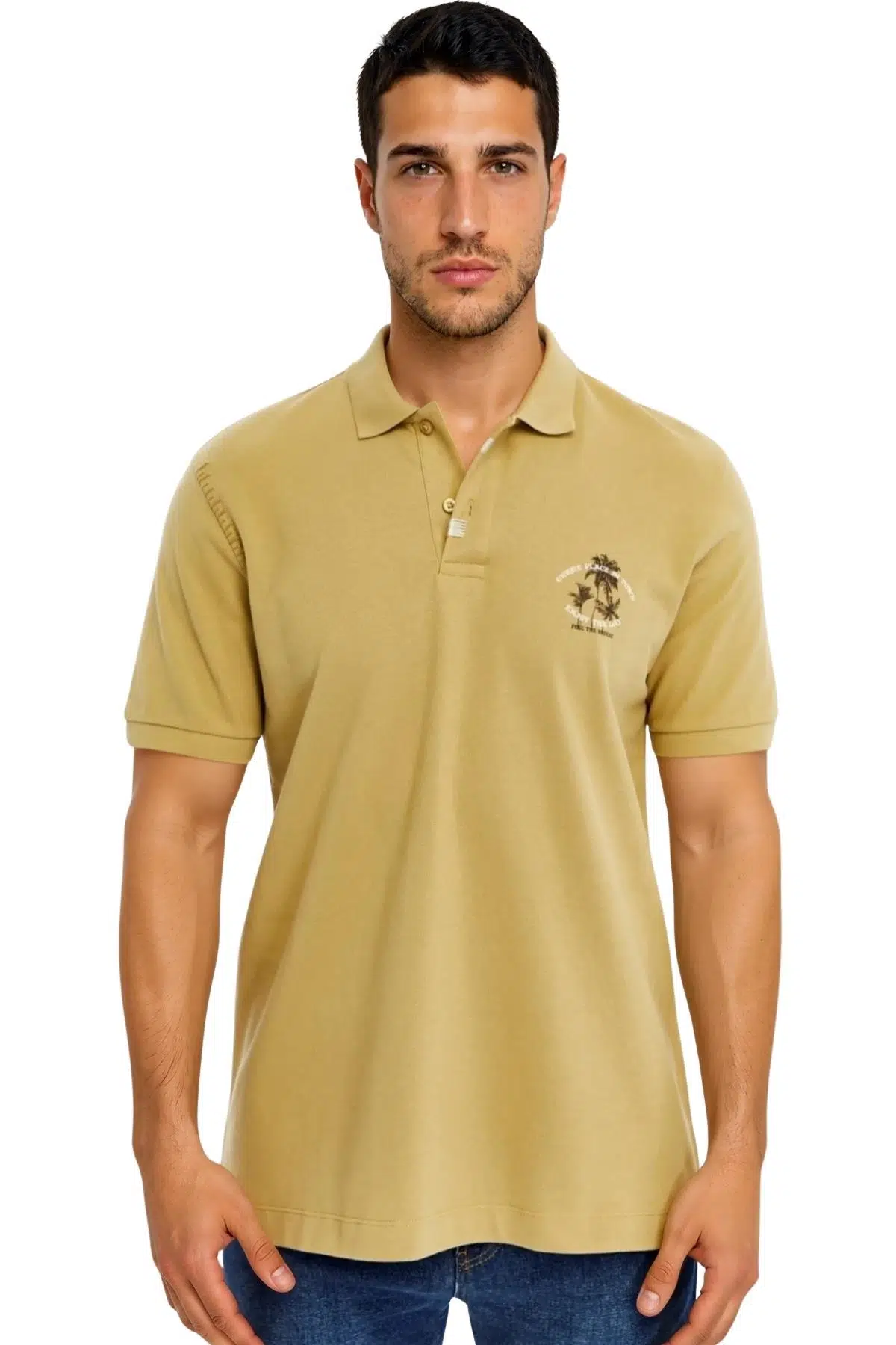 Ar-ma Erkek Polo Yaka Tişört Resim Baskili Regular Fit Çift Toplama Penye Pike Y31374358402 - Hardal Sarısı-H1