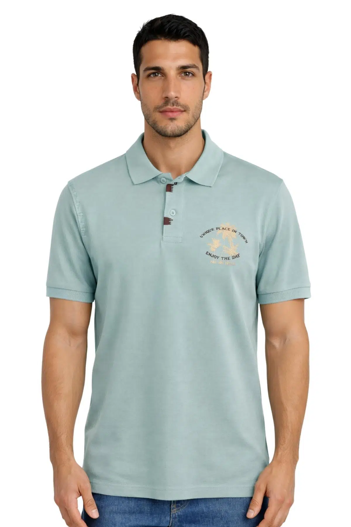 Ar-ma Erkek Polo Yaka Tişört Resim Baskili Regular Fit Çift Toplama Penye Pike Y31374358402 - Mavi-M24