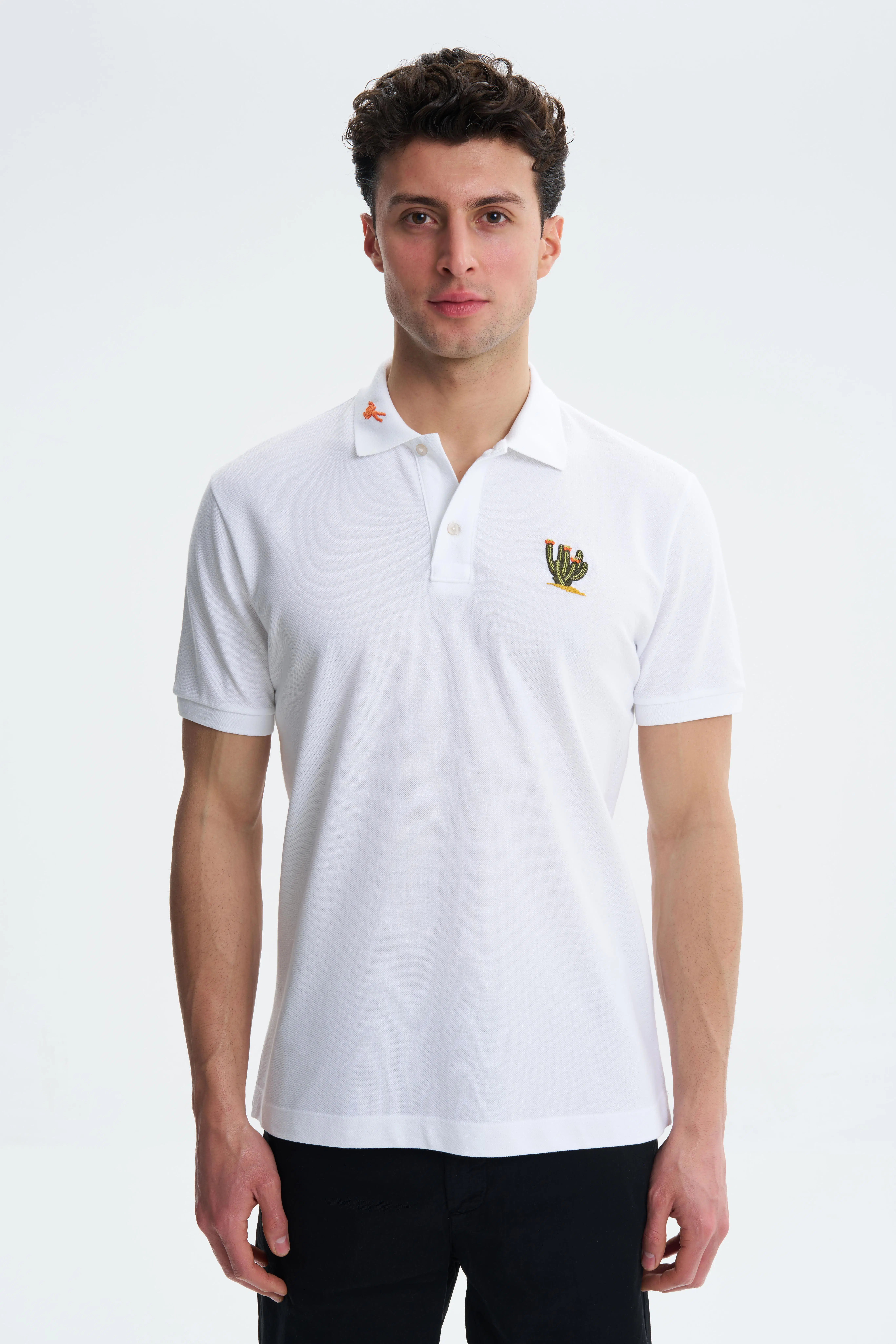 Ar-ma Erkek Polo Yaka Tişört Resim Baskili Regular Fit Çift Toplama Penye Pike Y27374353401 - Beyaz-B1