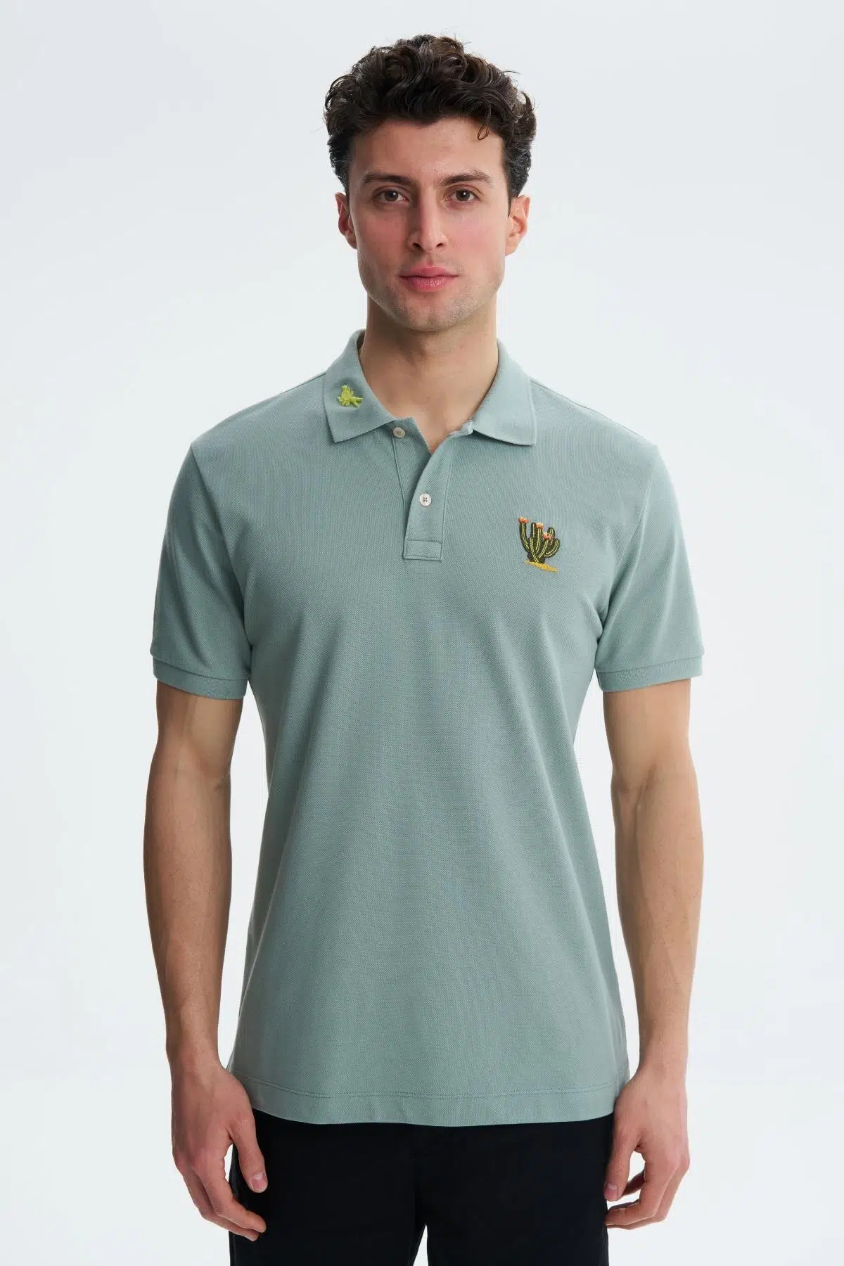 Ar-ma Erkek Polo Yaka Tişört Resim Baskili Regular Fit Çift Toplama Penye Pike Y27374353401 - Yeşil-Y2