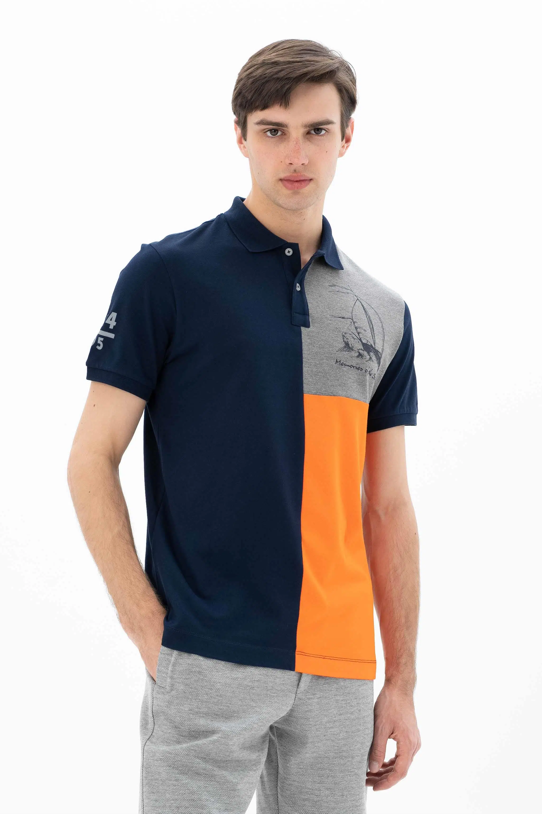 Ar-ma Erkek Polo Yaka Tişört Resim Baskili Regular Fit Tek Toplama Licrali Pike Y25374303501 - Lacivert-L1