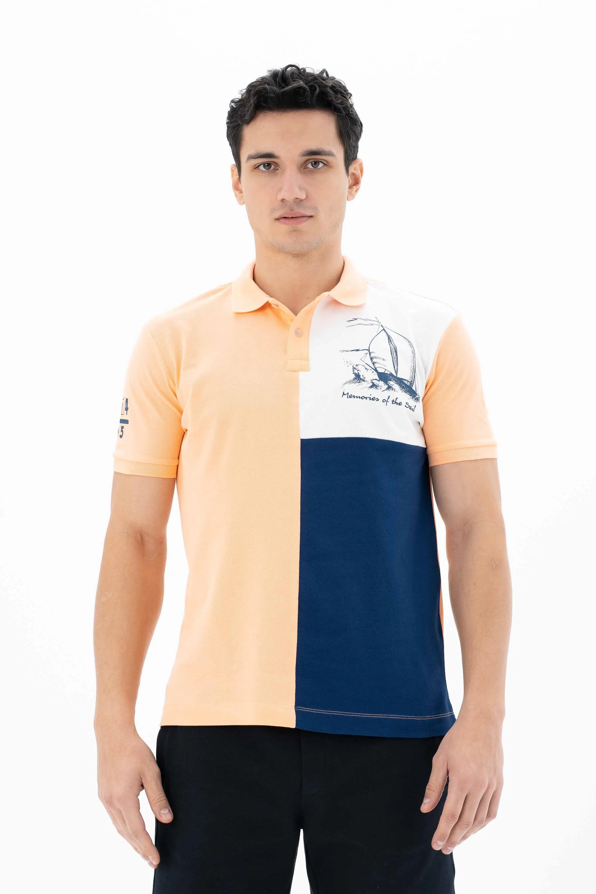 Ar-ma Erkek Polo Yaka Tişört Resim Baskili Regular Fit Tek Toplama Licrali Pike Y25374303501 - Pembe-P1