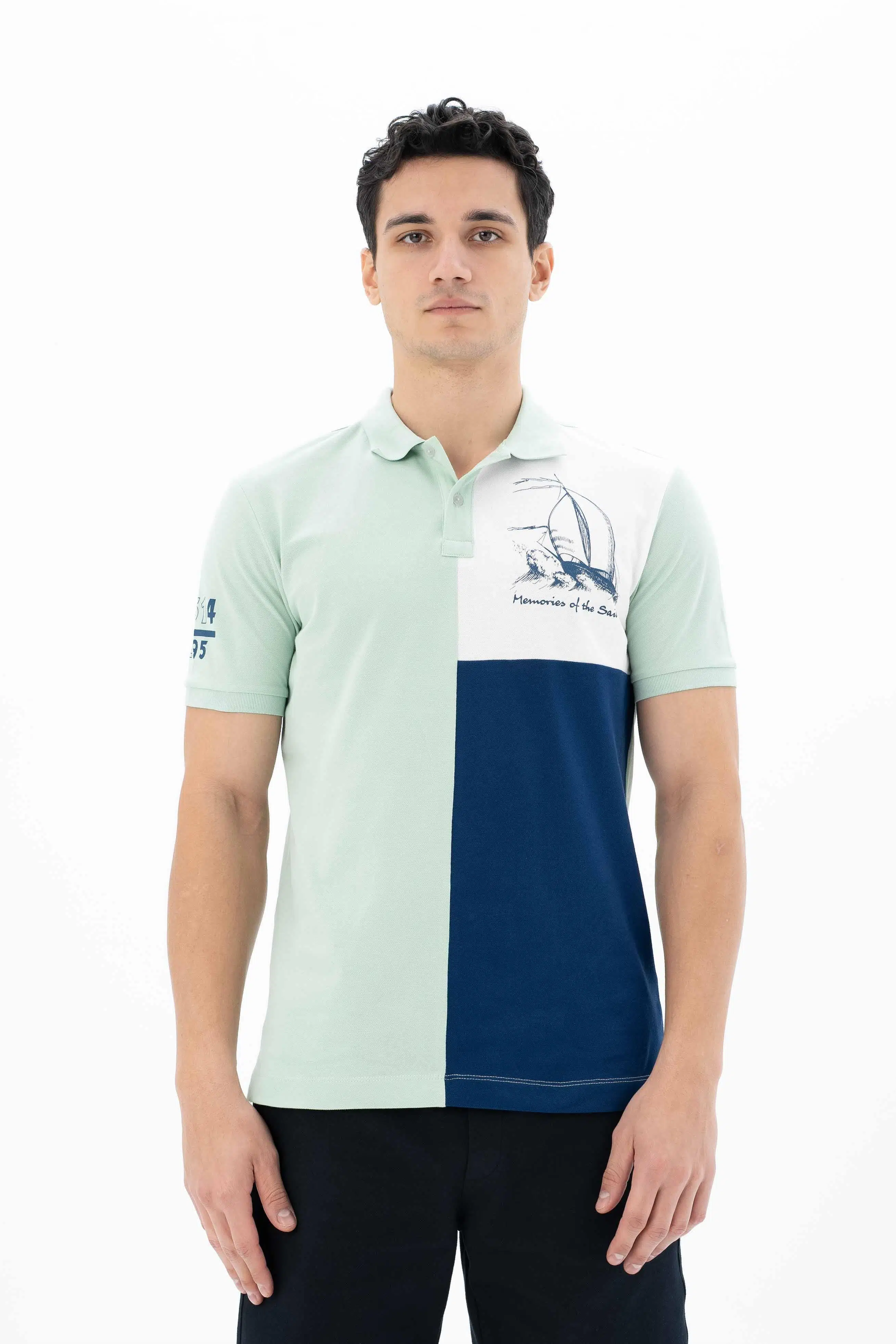 Ar-ma Erkek Polo Yaka Tişört Resim Baskili Regular Fit Tek Toplama Licrali Pike Y25374303501 - Yeşil-Y2