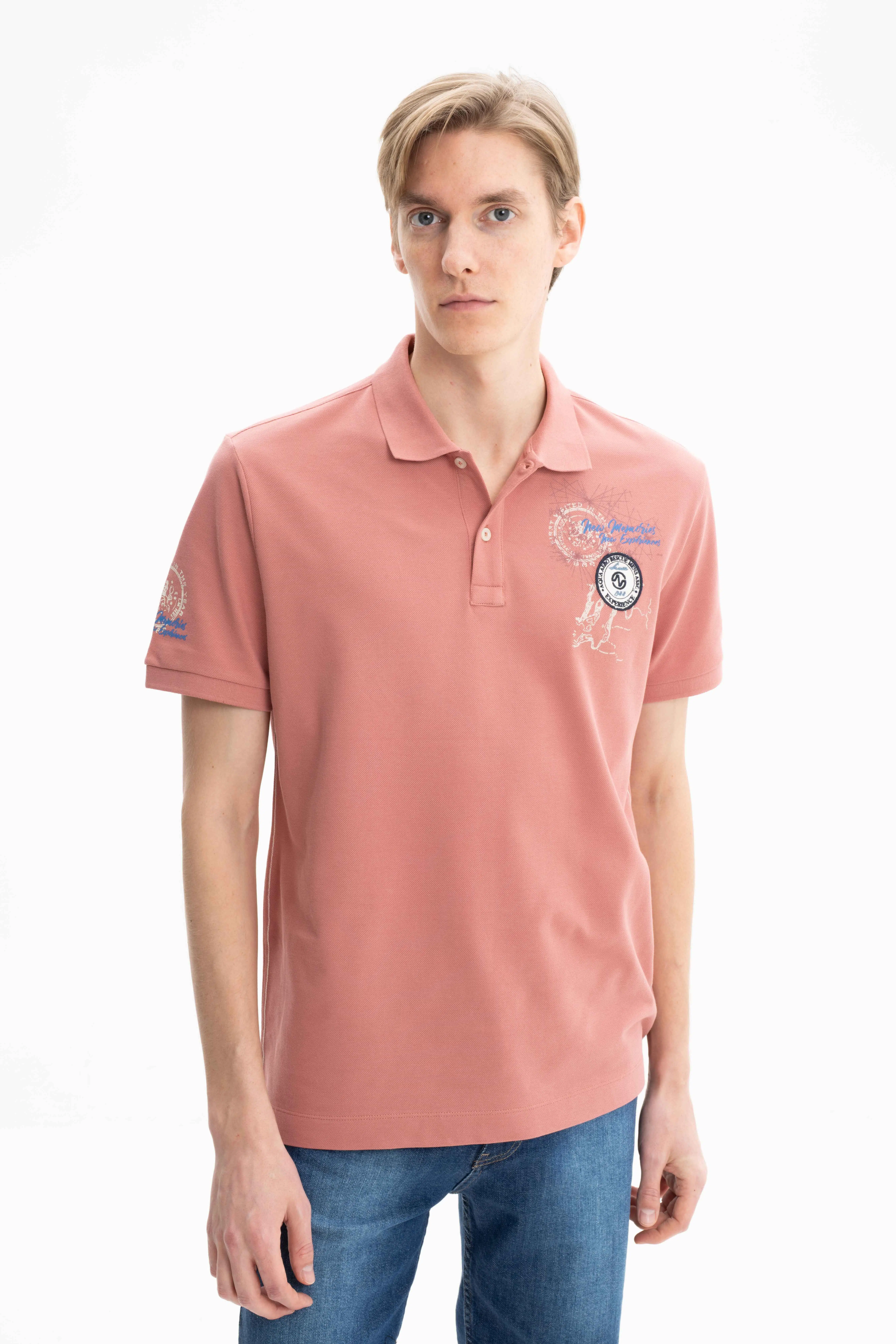 Ar-ma Erkek Polo Yaka Tişört Yazi Baskili Örme Kumaş Büyük Beden %100 Pamuk 30/1 Çift Toplama Penye Pike Y27374867201 - Pembe-P3