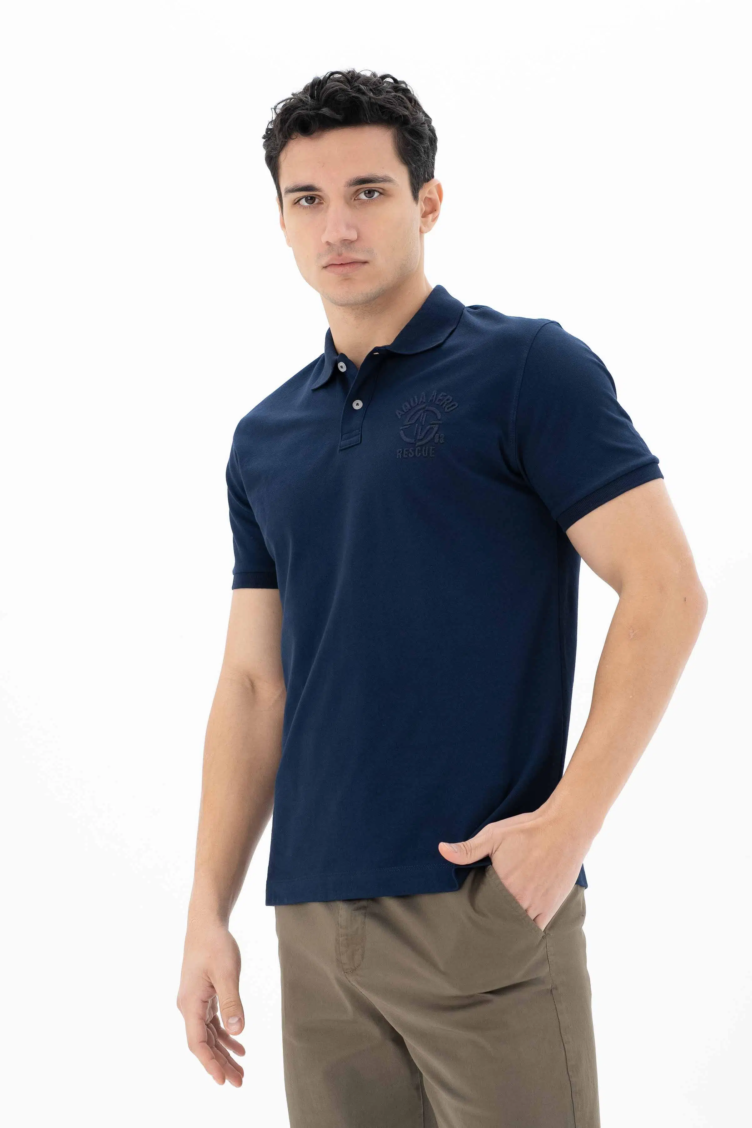 Ar-ma Erkek Polo Yaka Tişört Yazi Baskili Örme Kumaş Büyük Beden %95 Pamuk %5 Likra 30/1 Tek Toplama Licrali Pike Y25374866901 - Lacivert-L1