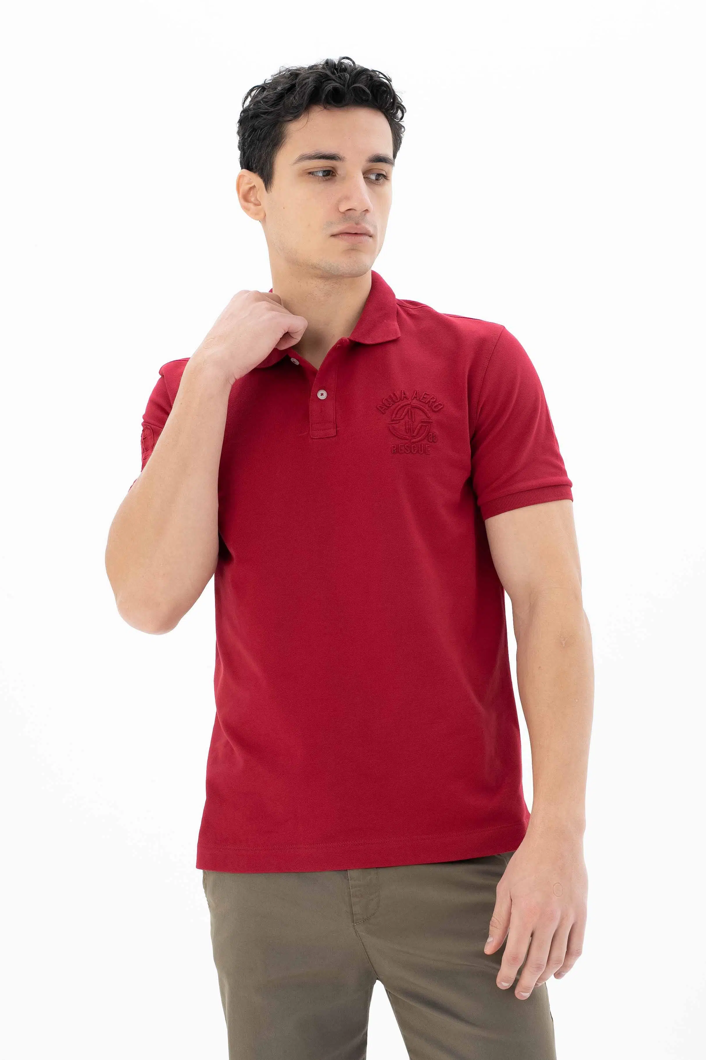 Ar-ma Erkek Polo Yaka Tişört Yazi Baskili Örme Kumaş Büyük Beden %95 Pamuk %5 Likra 30/1 Tek Toplama Licrali Pike Y25374866901 - Bordo-B1