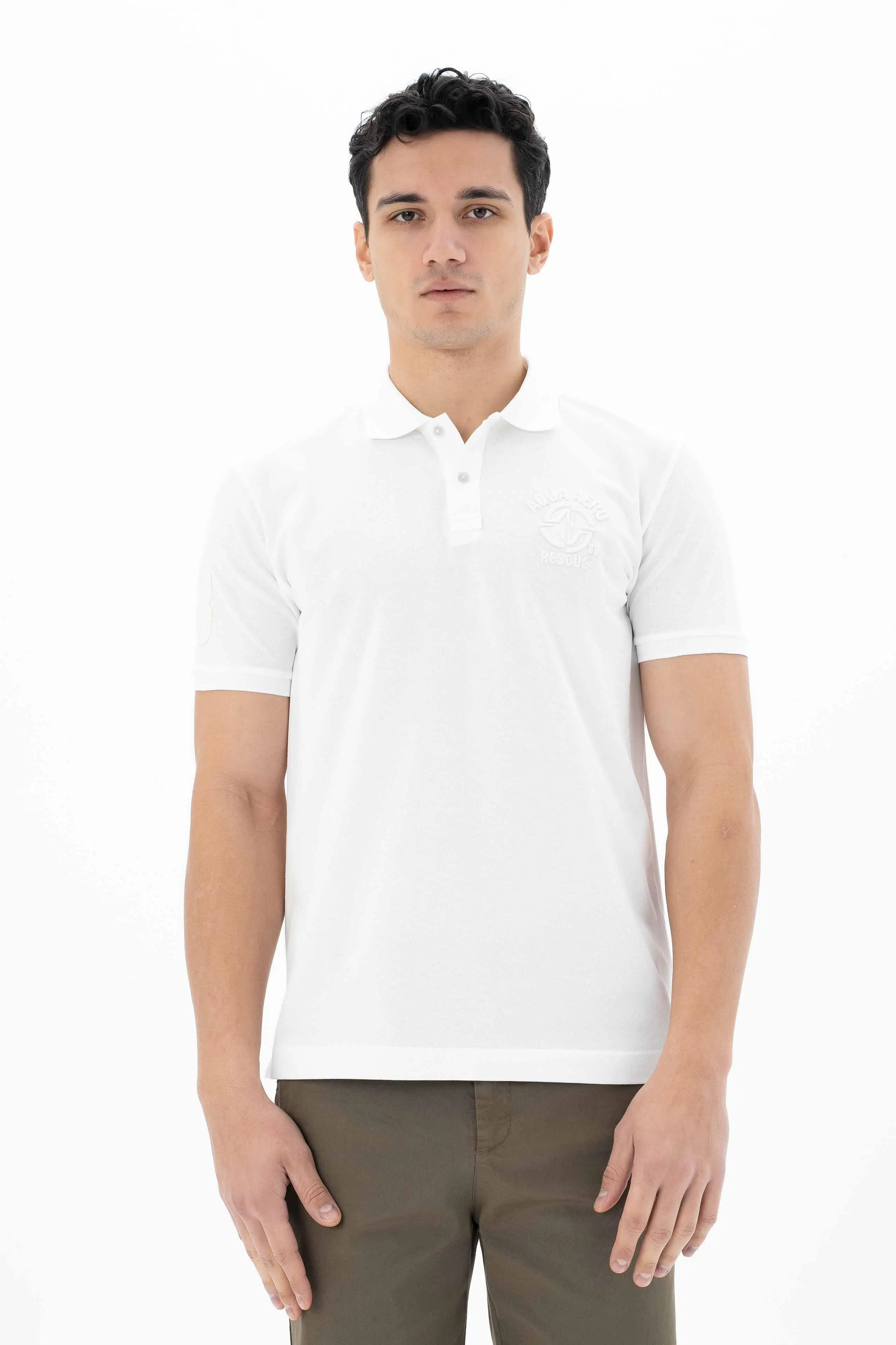 Ar-ma Erkek Polo Yaka Tişört Yazi Baskili Örme Kumaş Büyük Beden %95 Pamuk %5 Likra 30/1 Tek Toplama Licrali Pike Y25374866901 - Beyaz-B1