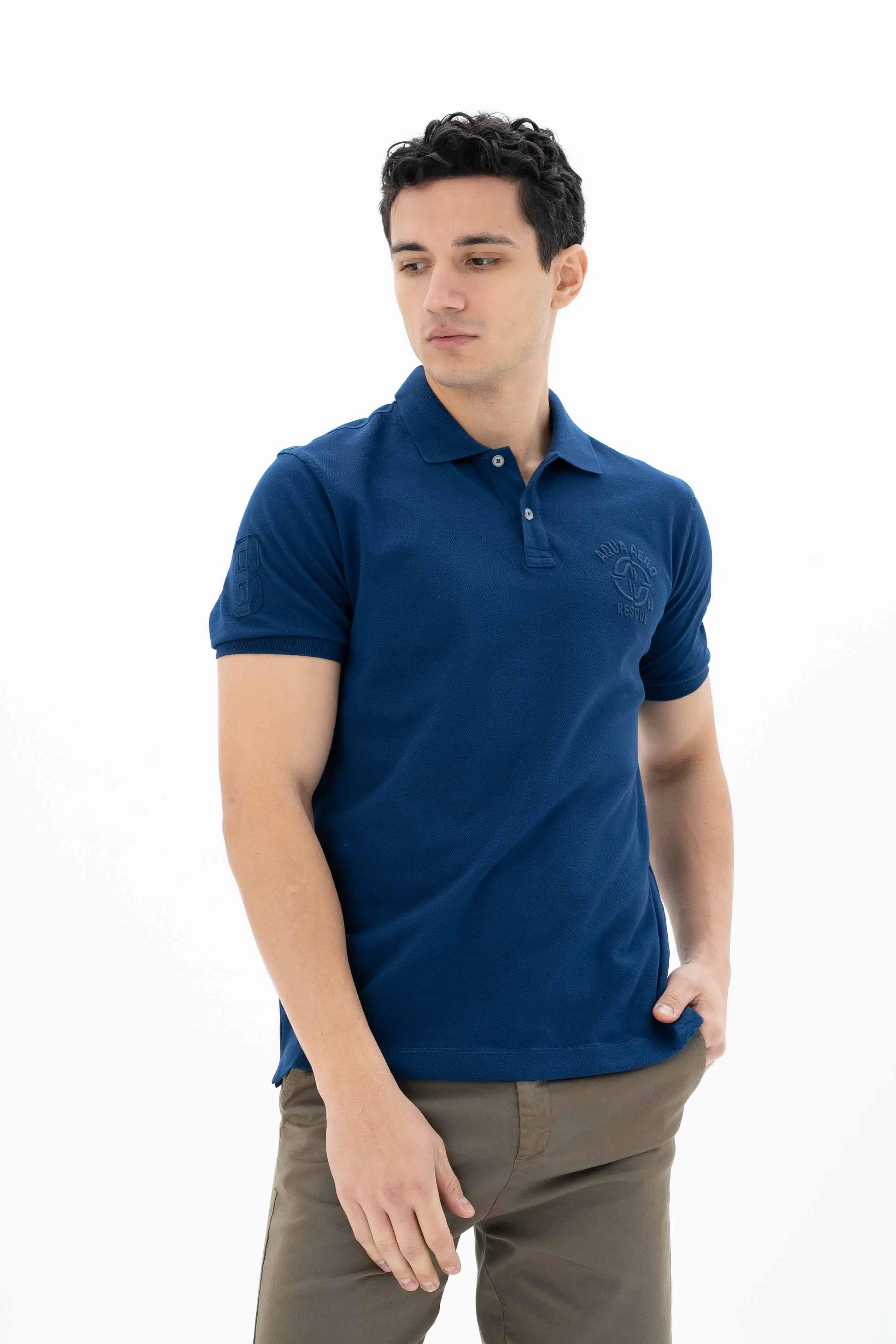 Ar-ma Erkek Polo Yaka Tişört Yazi Baskili Örme Kumaş Büyük Beden %95 Pamuk %5 Likra 30/1 Tek Toplama Licrali Pike Y25374866901 - İndigo-İ1