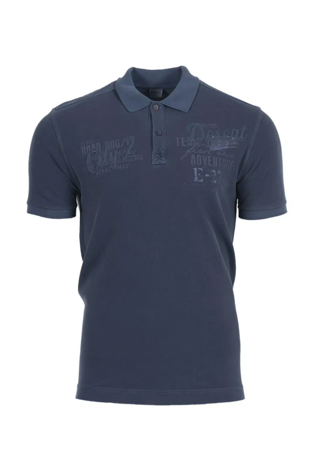 Ar-ma Erkek Polo Yaka Tişört Yazi Baskili Regular Fit Çift Toplama Penye Pike Y0TYO7345 - Lacivert-L1