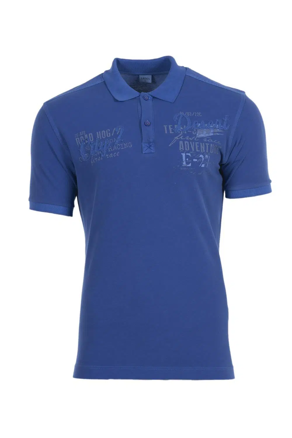 Ar-ma Erkek Polo Yaka Tişört Yazi Baskili Regular Fit Çift Toplama Penye Pike Y0TYO7345 - Saks Mavisi-SM1