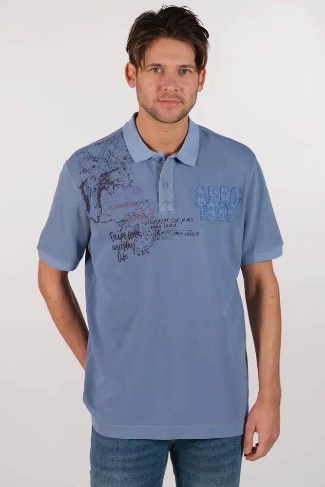 Ar-ma Erkek Polo Yaka Tişört Yazi Baskili Regular Fit Çift Toplama Penye Pike Y22374375001 - Lacivert-L1