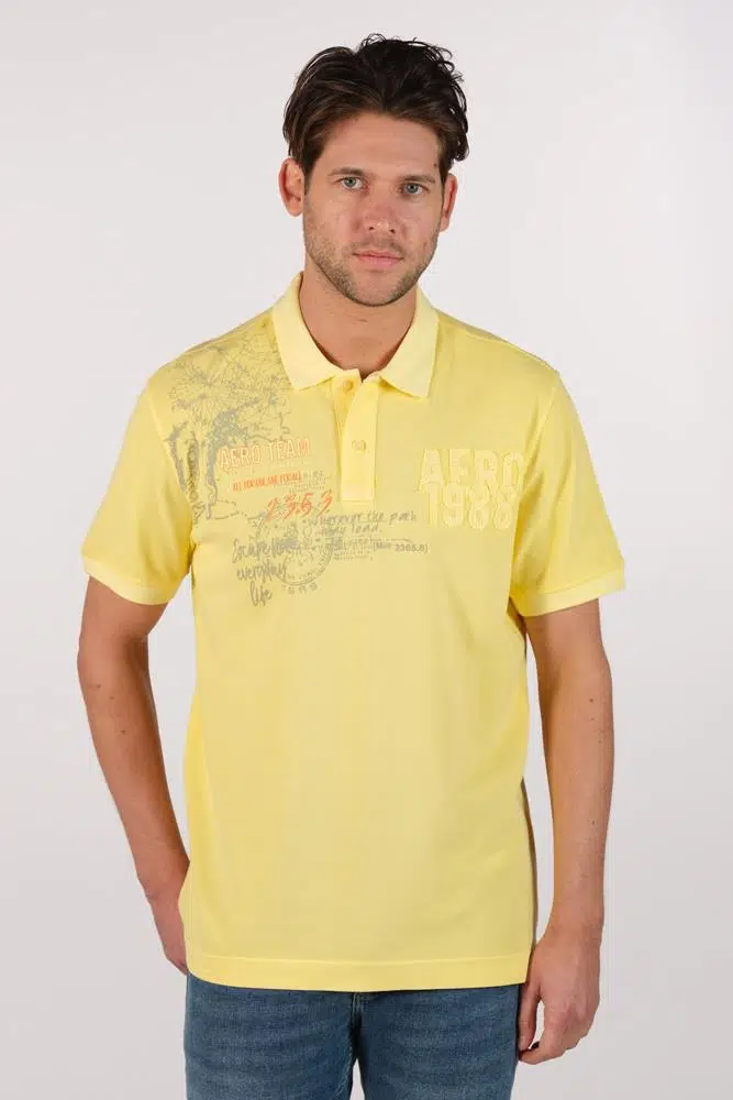 Ar-ma Erkek Polo Yaka Tişört Yazi Baskili Regular Fit Çift Toplama Penye Pike Y22374375001 - Sarı-S1