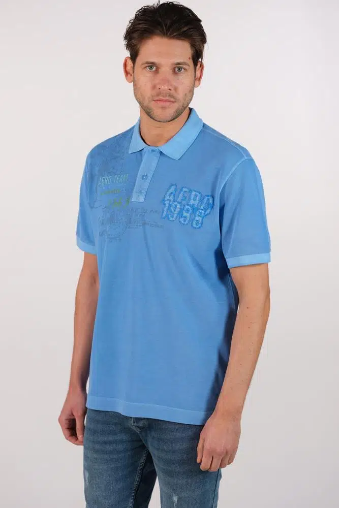 Ar-ma Erkek Polo Yaka Tişört Yazi Baskili Regular Fit Çift Toplama Penye Pike Y22374375001 - Mavi-M2