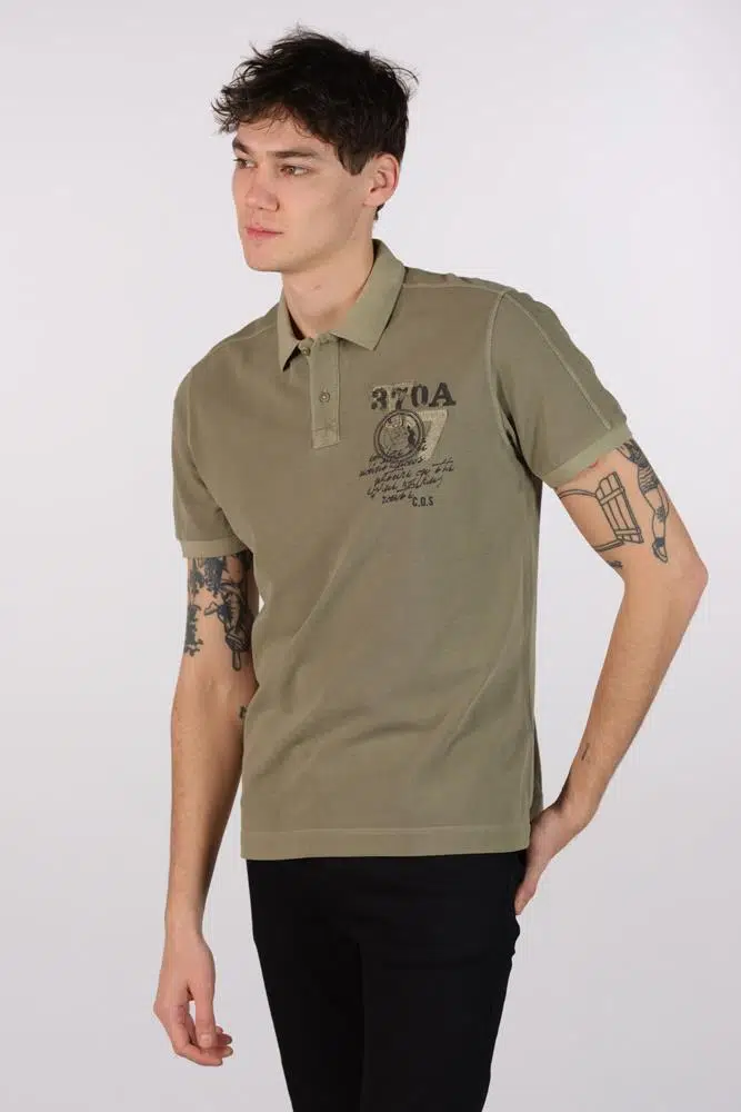 Ar-ma Erkek Polo Yaka Tişört Yazi Baskili Örme Kumaş Regular Fit %100 Pamuk 30/1 Çift Toplama Penye Pike Y22374375601 - Haki-H1