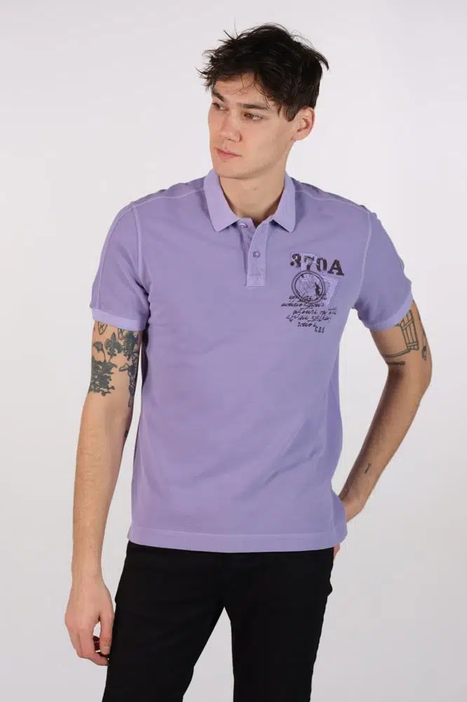 Ar-ma Erkek Polo Yaka Tişört Yazi Baskili Örme Kumaş Regular Fit %100 Pamuk 30/1 Çift Toplama Penye Pike Y22374375601 - Mor-M1