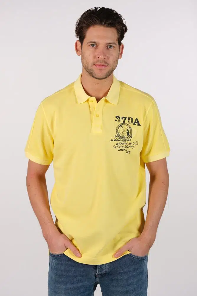 Ar-ma Erkek Polo Yaka Tişört Yazi Baskili Örme Kumaş Regular Fit %100 Pamuk 30/1 Çift Toplama Penye Pike Y22374375601 - Sarı-S1