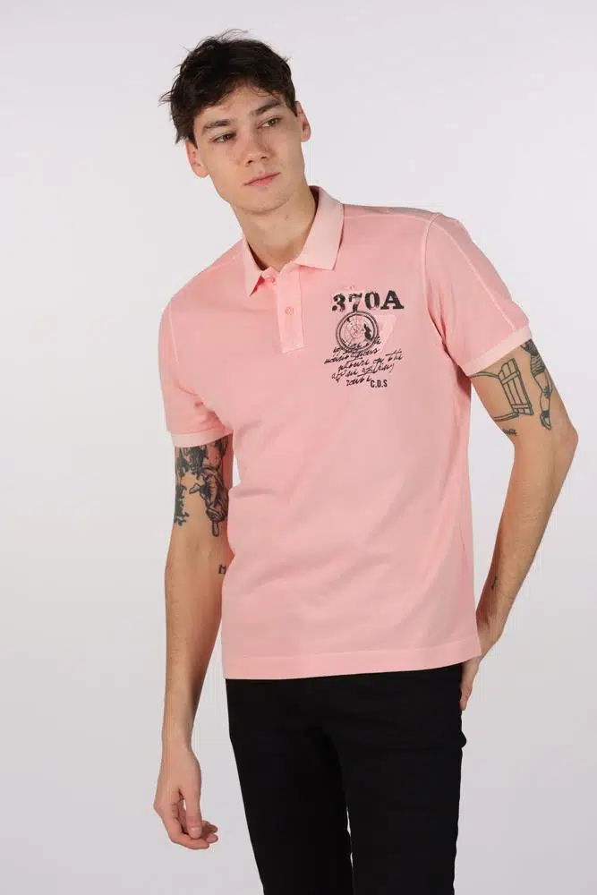 Ar-ma Erkek Polo Yaka Tişört Yazi Baskili Örme Kumaş Regular Fit %100 Pamuk 30/1 Çift Toplama Penye Pike Y22374375601 - Pembe-P3