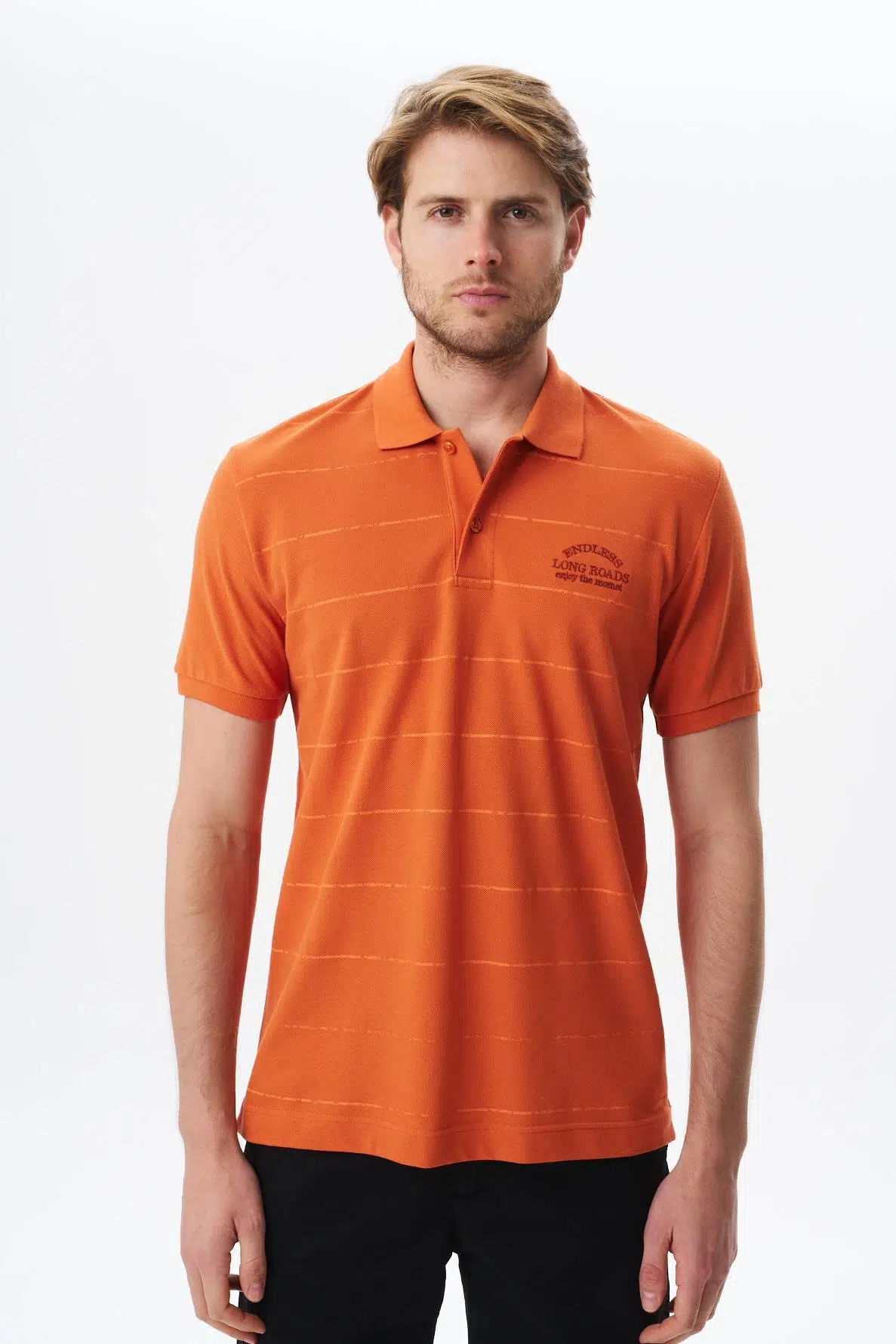 Ar-ma Erkek Polo Yaka Tişört Yazi Baskili Regular Fit Çift Toplama Penye Pike Y29374355702 - Pembe-P4