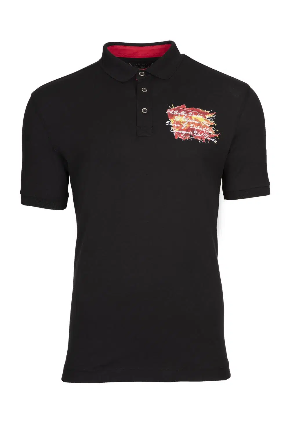 Ar-ma Erkek Polo Yaka Tişört Yazi Baskili Regular Fit Tek Toplama Licrali Pike Y0TYO2655 - Siyah-S1