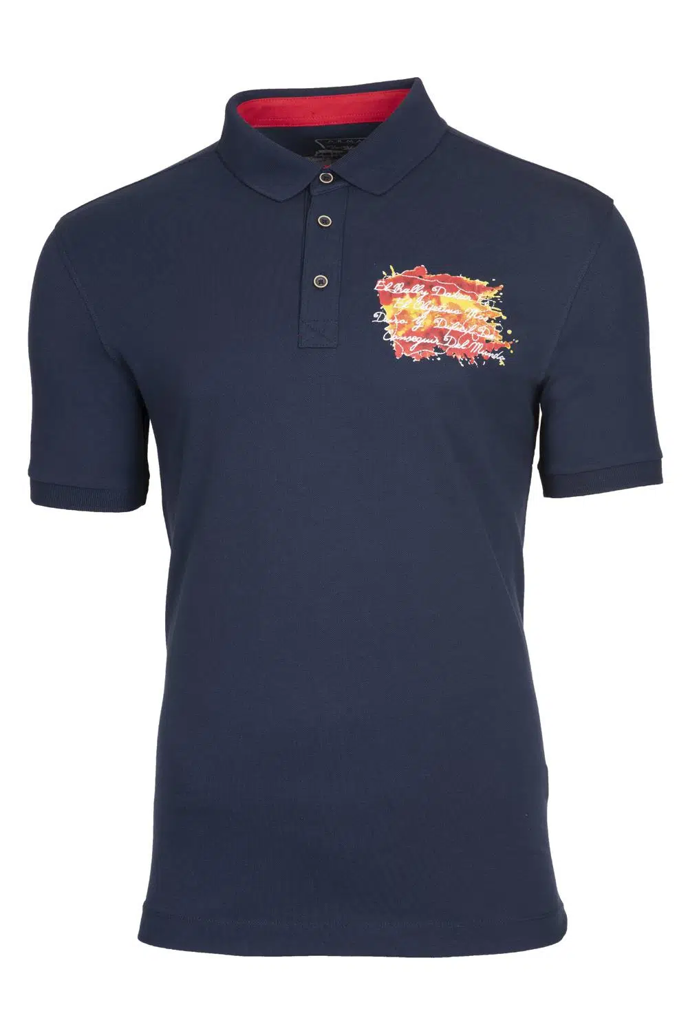 Ar-ma Erkek Polo Yaka Tişört Yazi Baskili Regular Fit Tek Toplama Licrali Pike Y0TYO2655 - Lacivert-L1