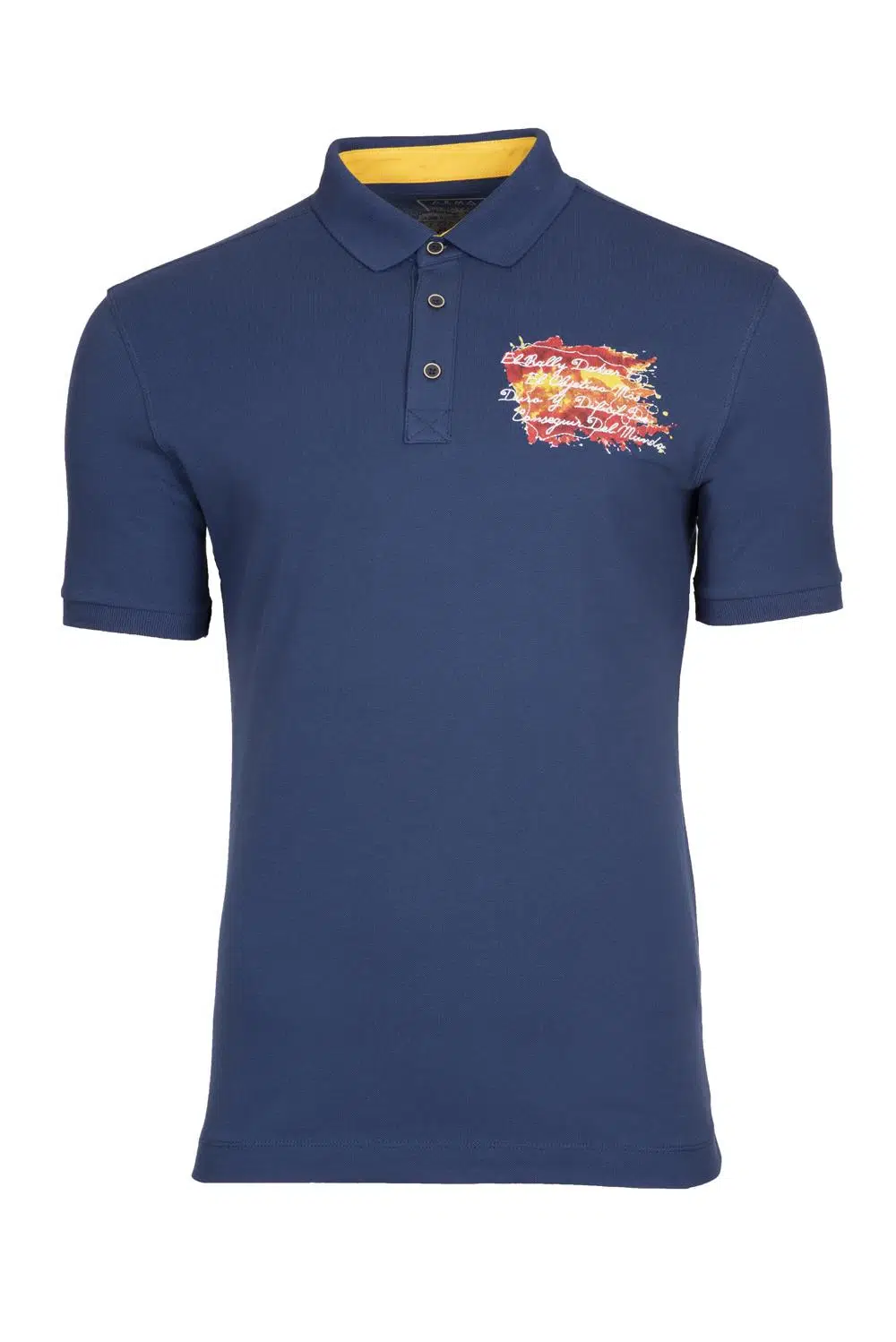 Ar-ma Erkek Polo Yaka Tişört Yazi Baskili Regular Fit Tek Toplama Licrali Pike Y0TYO2655 - İndigo-İ1