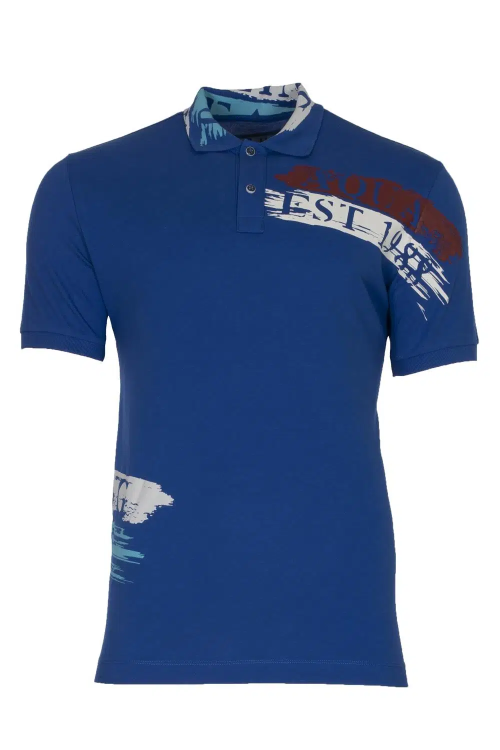 Ar-ma Erkek Polo Yaka Tişört Yazi Baskili Regular Fit Tek Toplama Licrali Pike Y21374272301 - Saks Mavisi-SM1