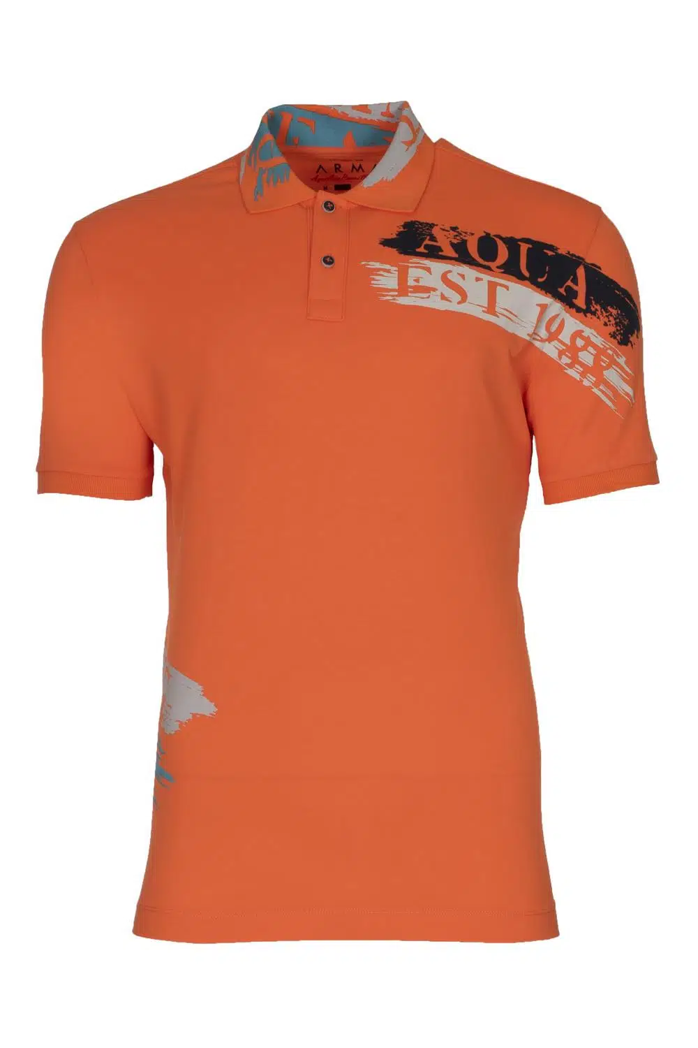 Ar-ma Erkek Polo Yaka Tişört Yazi Baskili Regular Fit Tek Toplama Licrali Pike Y21374272301 - Turuncu-T1