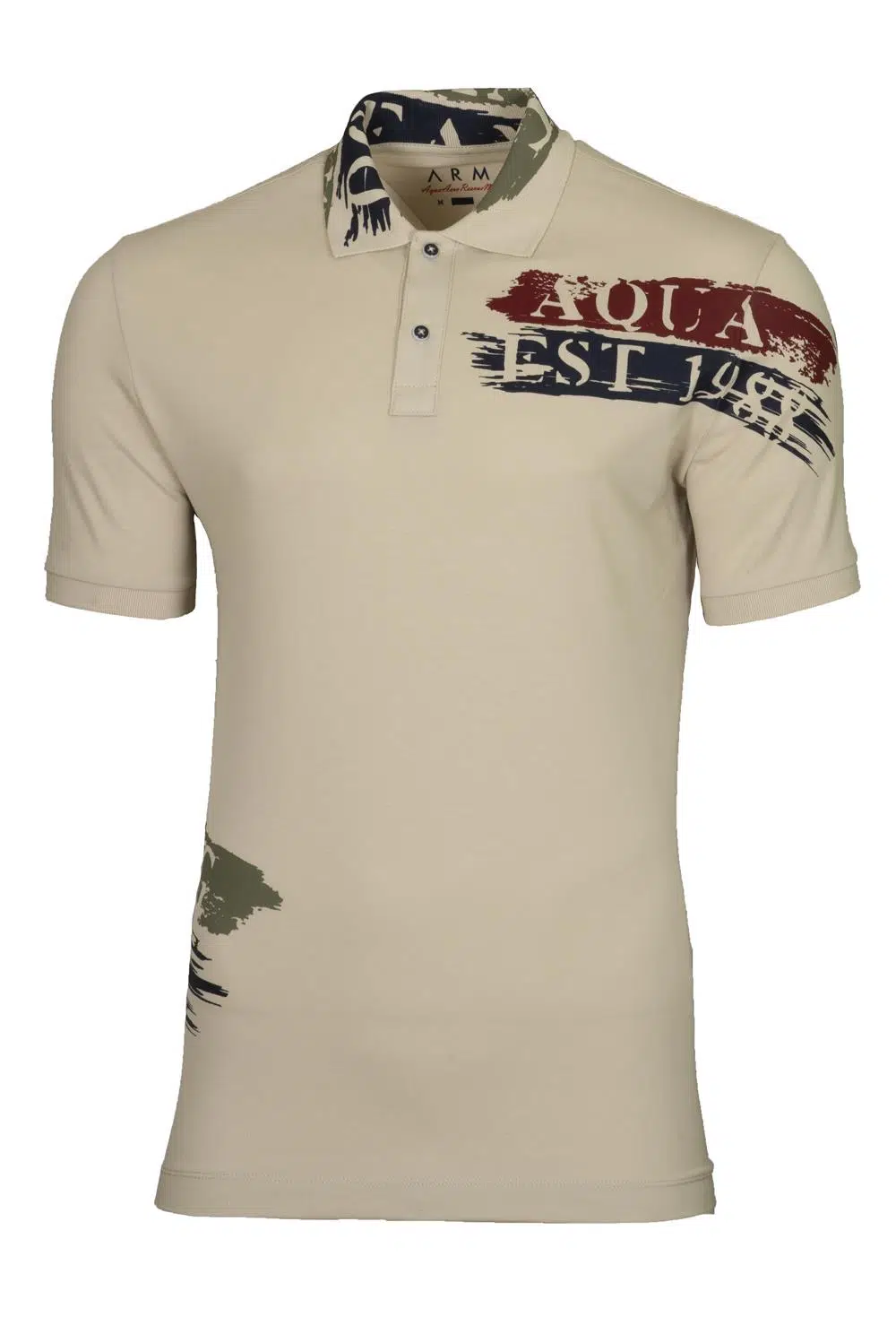 Ar-ma Erkek Polo Yaka Tişört Yazi Baskili Regular Fit Tek Toplama Licrali Pike Y21374272301 - Bej-B1