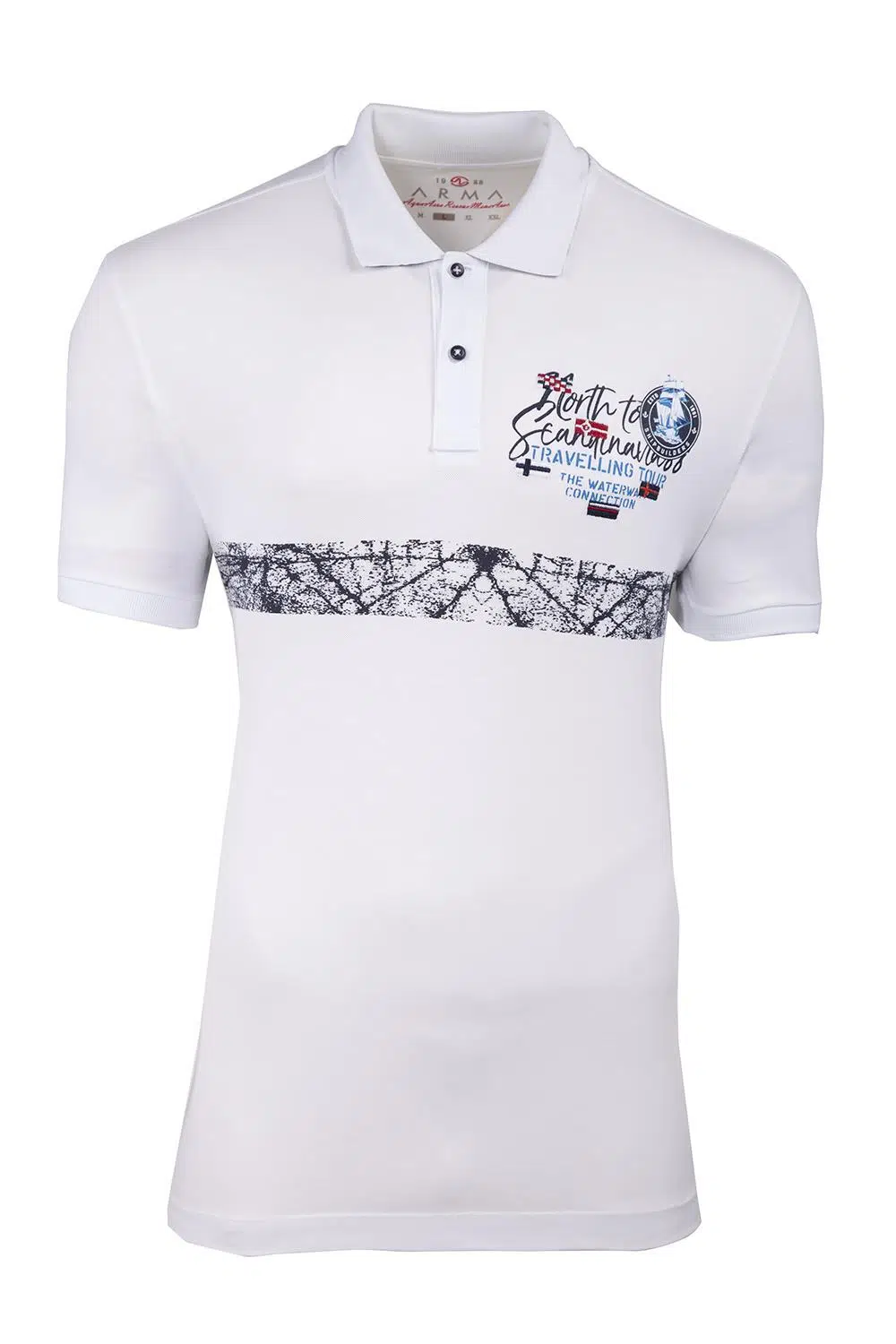 Ar-ma Erkek Polo Yaka Tişört Yazi Baskili Regular Fit Tek Toplama Licrali Pike Y21374272501 - Beyaz-B1
