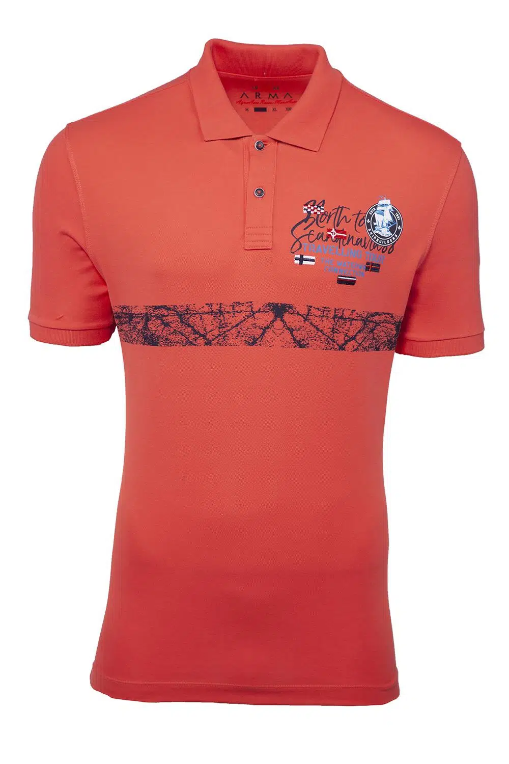 Ar-ma Erkek Polo Yaka Tişört Yazi Baskili Regular Fit Tek Toplama Licrali Pike Y21374272501 - Pembe-P5