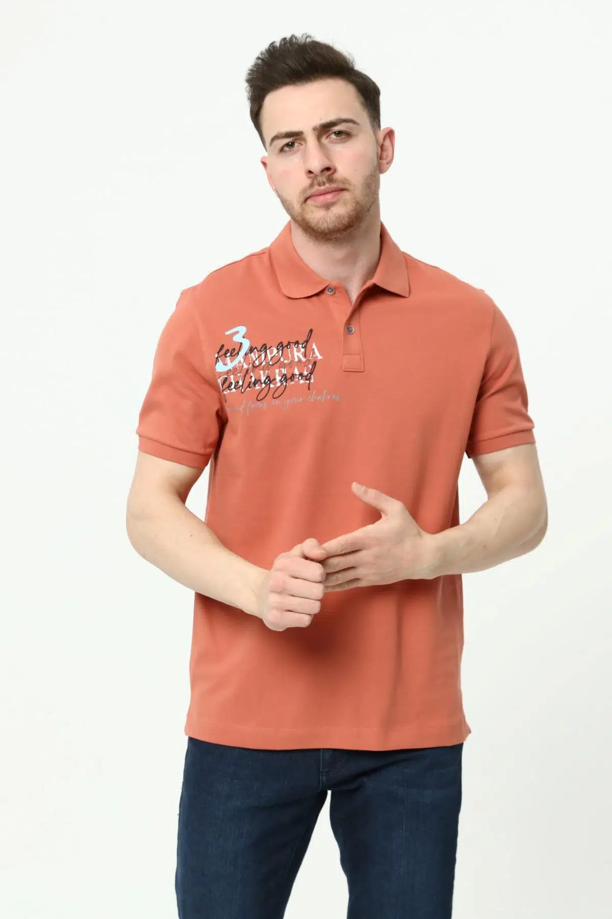 Ar-ma Erkek Polo Yaka Tişört Yazi Baskili Örme Kumaş Regular Fit %95 Pamuk %5 Likra 30/1 Tek Toplama Licrali Pike Y22374300701 - Pembe-P4