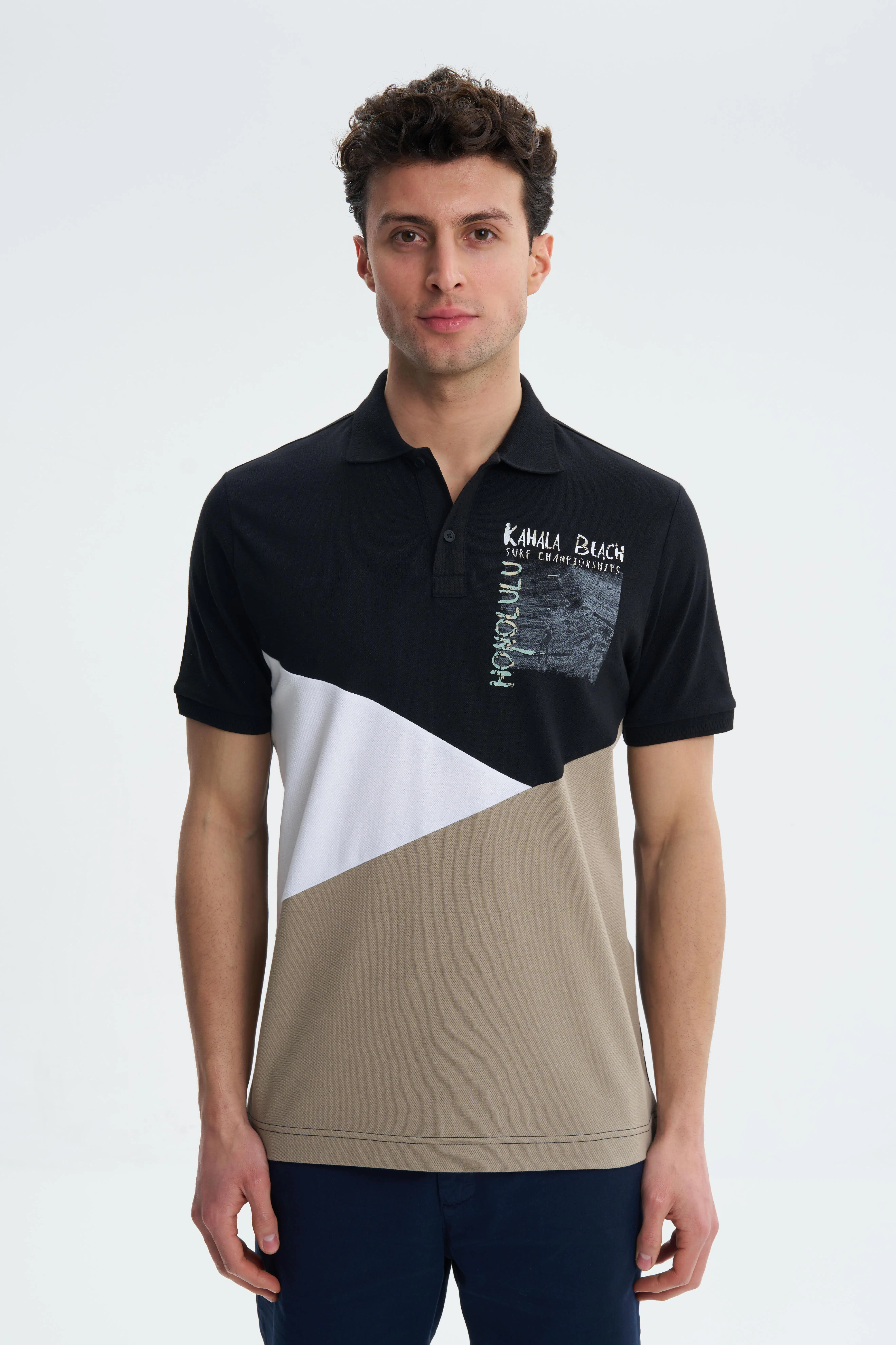 Ar-ma Erkek Polo Yaka Tişört Yazi Baskili Örme Kumaş Regular Fit %95 Pamuk %5 Likra 30/1 Tek Toplama Licrali Pike Y27374307901 - Siyah-S1