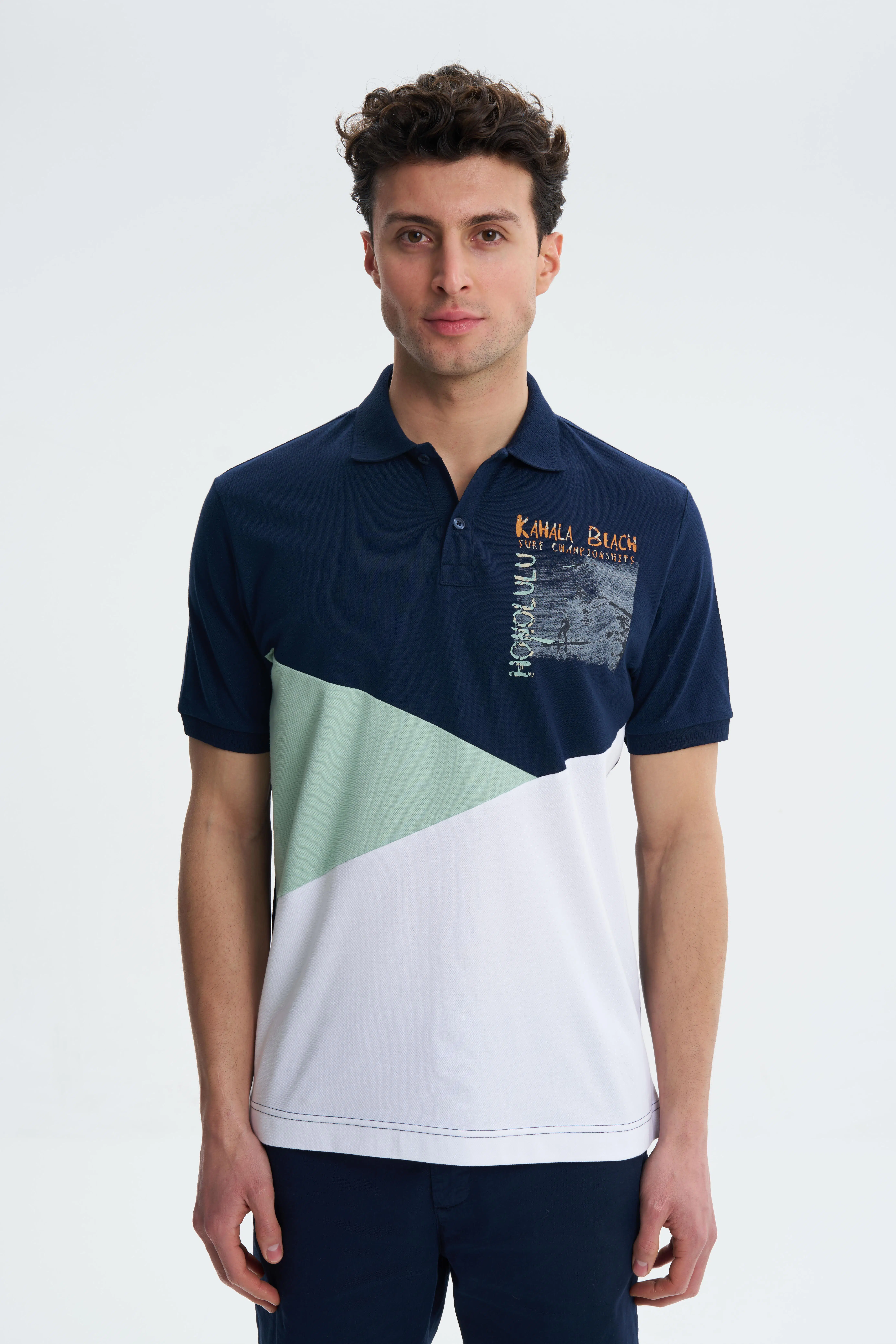 Ar-ma Erkek Polo Yaka Tişört Yazi Baskili Örme Kumaş Regular Fit %95 Pamuk %5 Likra 30/1 Tek Toplama Licrali Pike Y27374307901 - Lacivert-L1