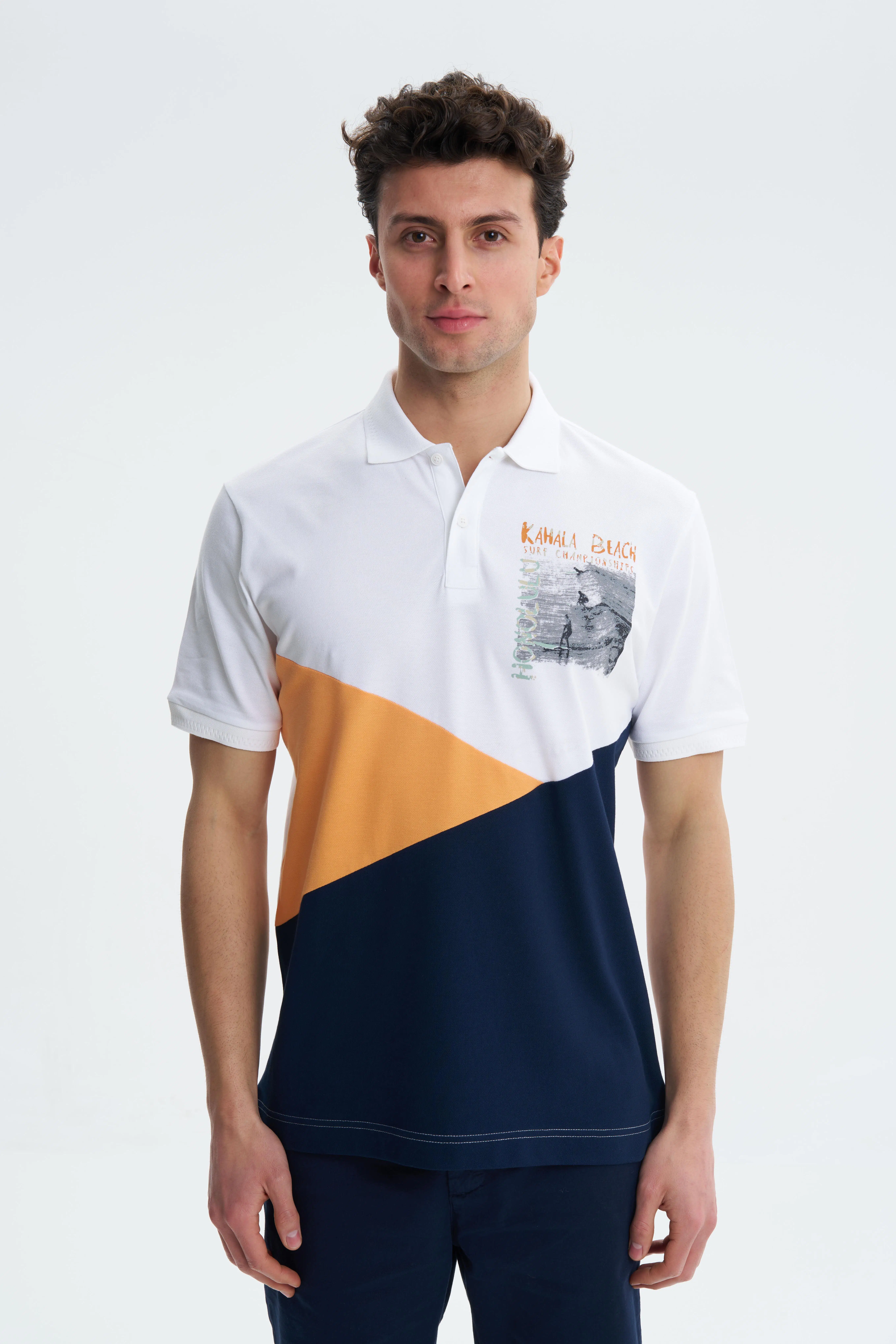 Ar-ma Erkek Polo Yaka Tişört Yazi Baskili Örme Kumaş Regular Fit %95 Pamuk %5 Likra 30/1 Tek Toplama Licrali Pike Y27374307901 - Beyaz-B1